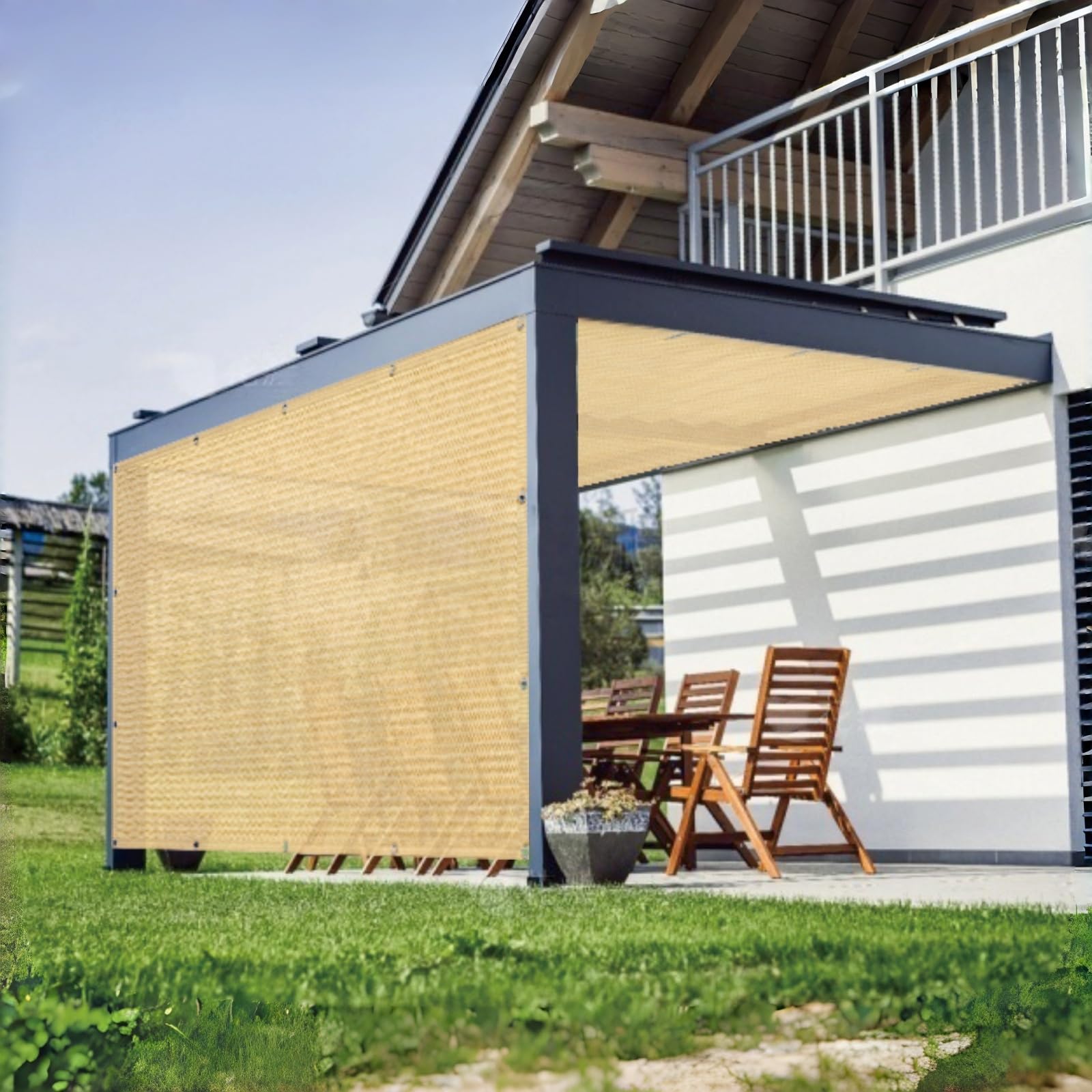 Voile d'ombrage pour balcon et terrasse créez un coin de fraîcheur jaune sable sans percer