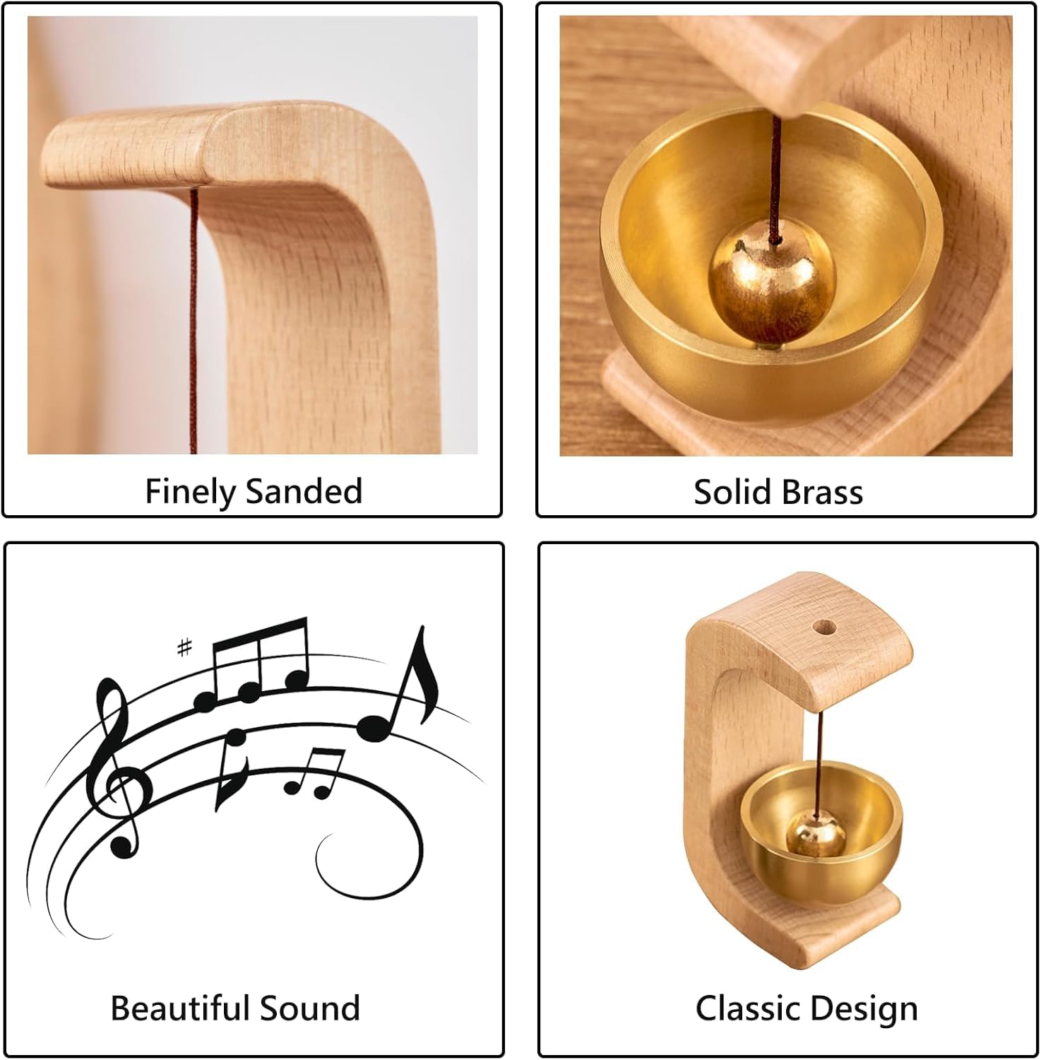 Timbre magnético para puerta, timbre de madera para abrir la puerta, sonido Ding Ding (nogal) — view 5