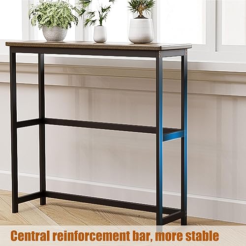 Miniatura 5 de ZHOMUD Mesa consola, mesa de entrada de bambú, mesas de sofá estrechas, mesa de sofá de 40 pulgadas de largo, mesa auxiliar de entrada pequeña para
