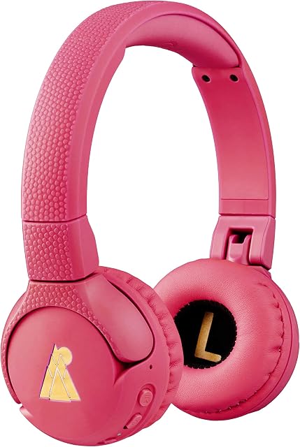 POGS kids bluetooth headphones | The Gecko | Foldable and robust headphones for kids from 3 years with volume control, microphone, volume limiter 85 dB | Music-sharing function (pink wireless)