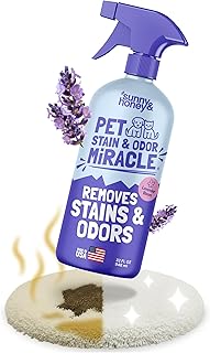 Sunny & Honey Pet Stain & Odor Miracle - Fast Acting Carpet Stain Remover & Urine Odor Eliminator - Enzyme Upholstery Cleaner Spray - For Upholstery, Couch & Mattress (32 fl oz, Light Lavender)
