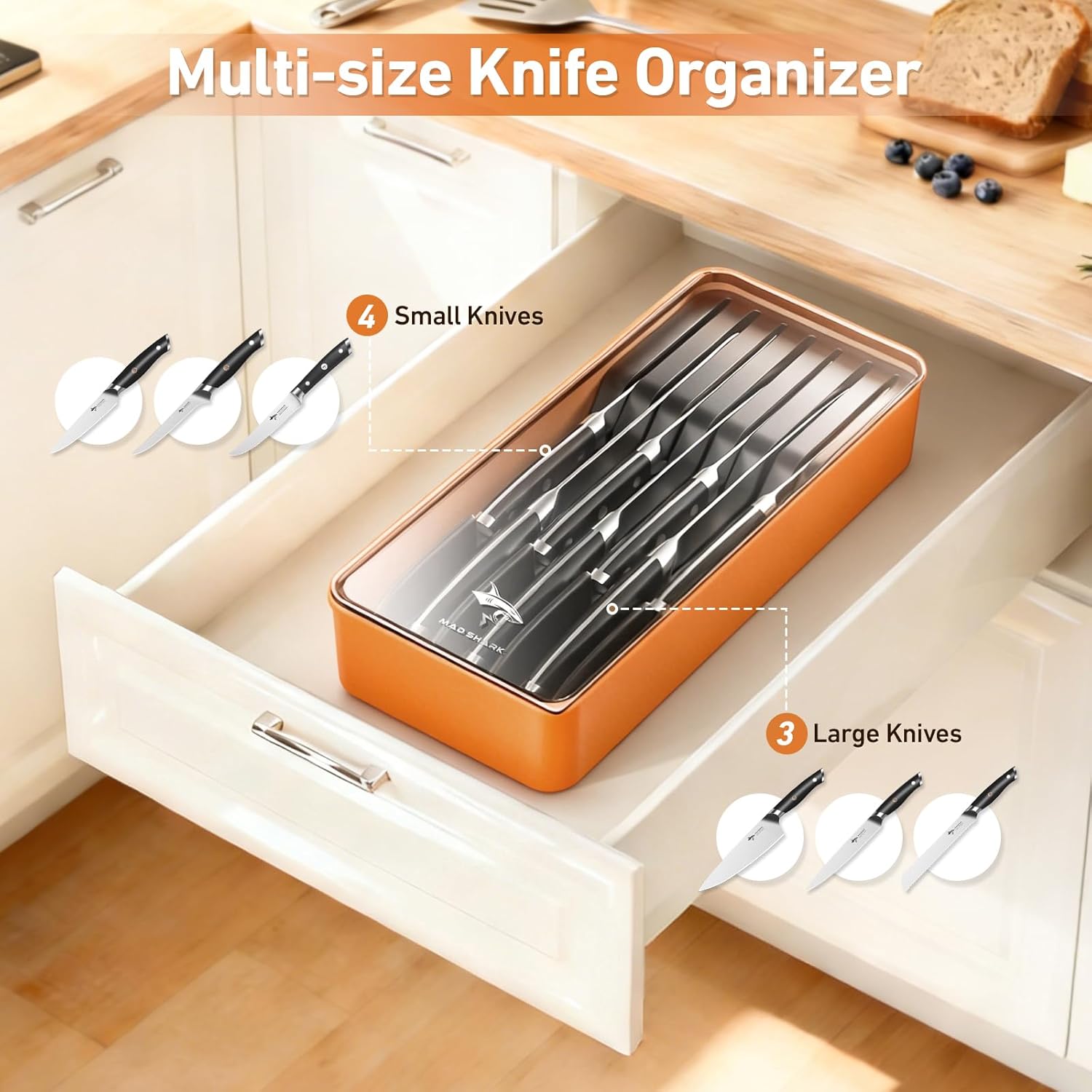 MAD SHARK Kitchen 5PCS Knife Set Product Image 2-in-1 Detachable Knife Block & Silverware Organizer