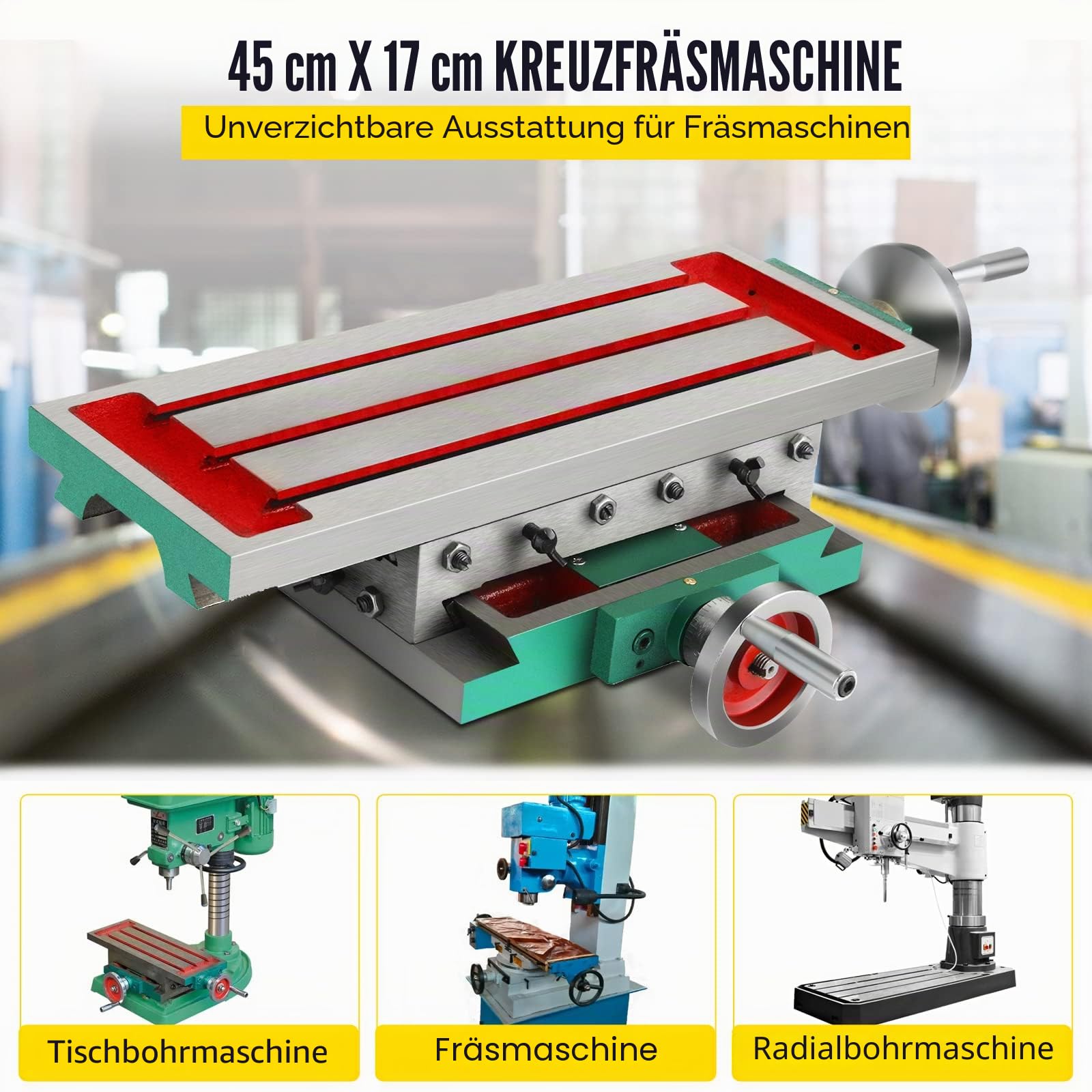 SucceBuy 450 x 170 mm Tisch Milling Machine Multifunktionale Arbeitstisch Frästisch zum Bohren und Fräsen Tisch Milling Working