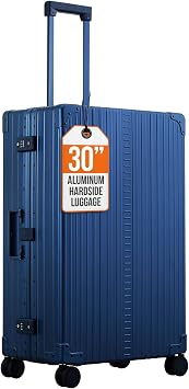 Aleon 32" Aluminum Macro Traveler Checked Spinner Luggage - Sapphire