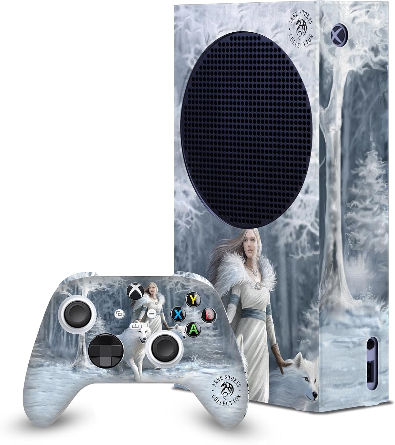 Head Case Designs Officially Licensed Anne Stokes Winter Guardians Art Mix Game Console Wrap and Game Controller Skin Bundle Compatible With Xbox Series S
