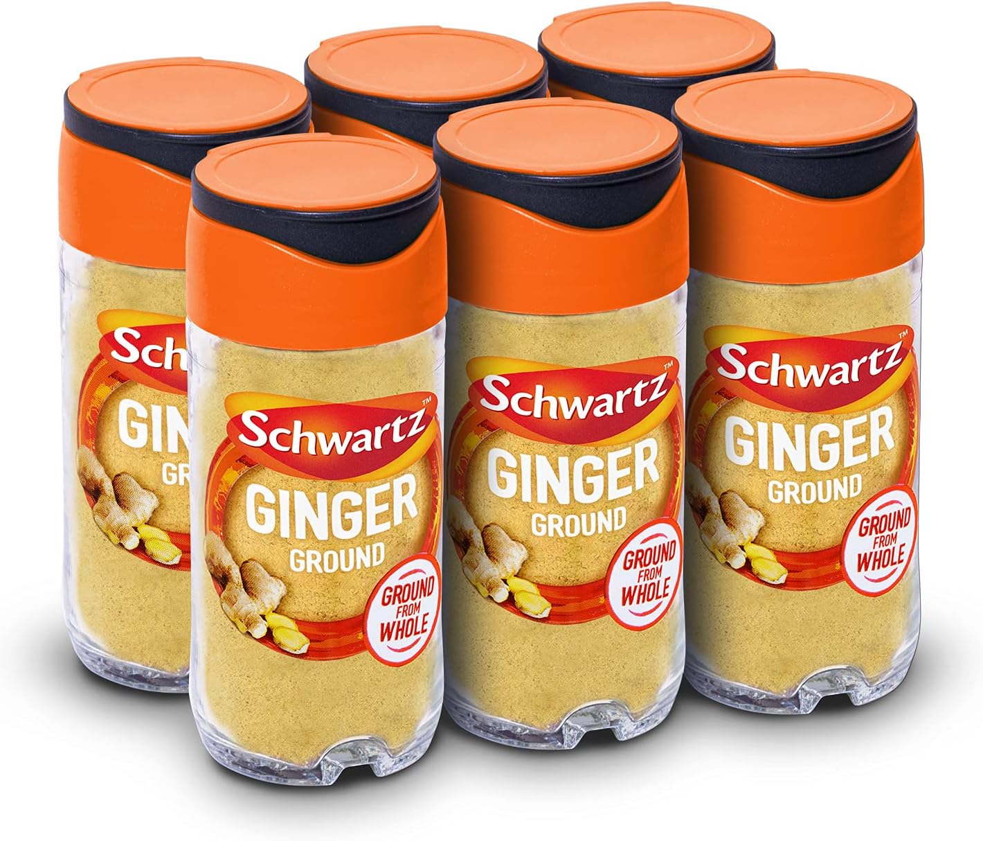 Schwartz Ground Ginger Jar 26 G Spicy, Warm, and Flavourful Versatile Spice Spicy & Zesty Taste Perfect for Adding to Savoury Meat, Fish Vegetable Dishes,Curries, Stir Fries & Stews Pack of 6