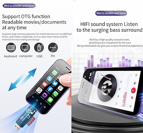 Miniatura 7 de XS14Pro Mini 4G Smartphone 3.0 pulgadas Quad Core Dual Sim Tarjeta Desbloqueada Ultra Delgada Teléfono Móvil Teléfono Móvil WiFi Bluetooth Hotspot
