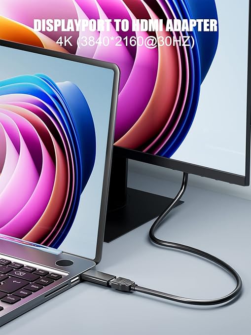 Adaptador Display Port a HDMI, 4 Pack, 4K UHD, Negro miniatura 7