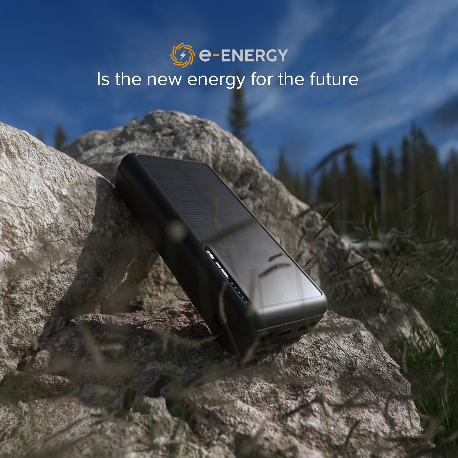 SBS Solar PowerBank, 20.000mAh, Power Bank con Pannello Solare, Ricarica Rapida, Intelligent Charge (IC), LED di Carica, USB-C, USB-A, Caricabatterie Portatile da Viaggio, Design Compatto, Nero