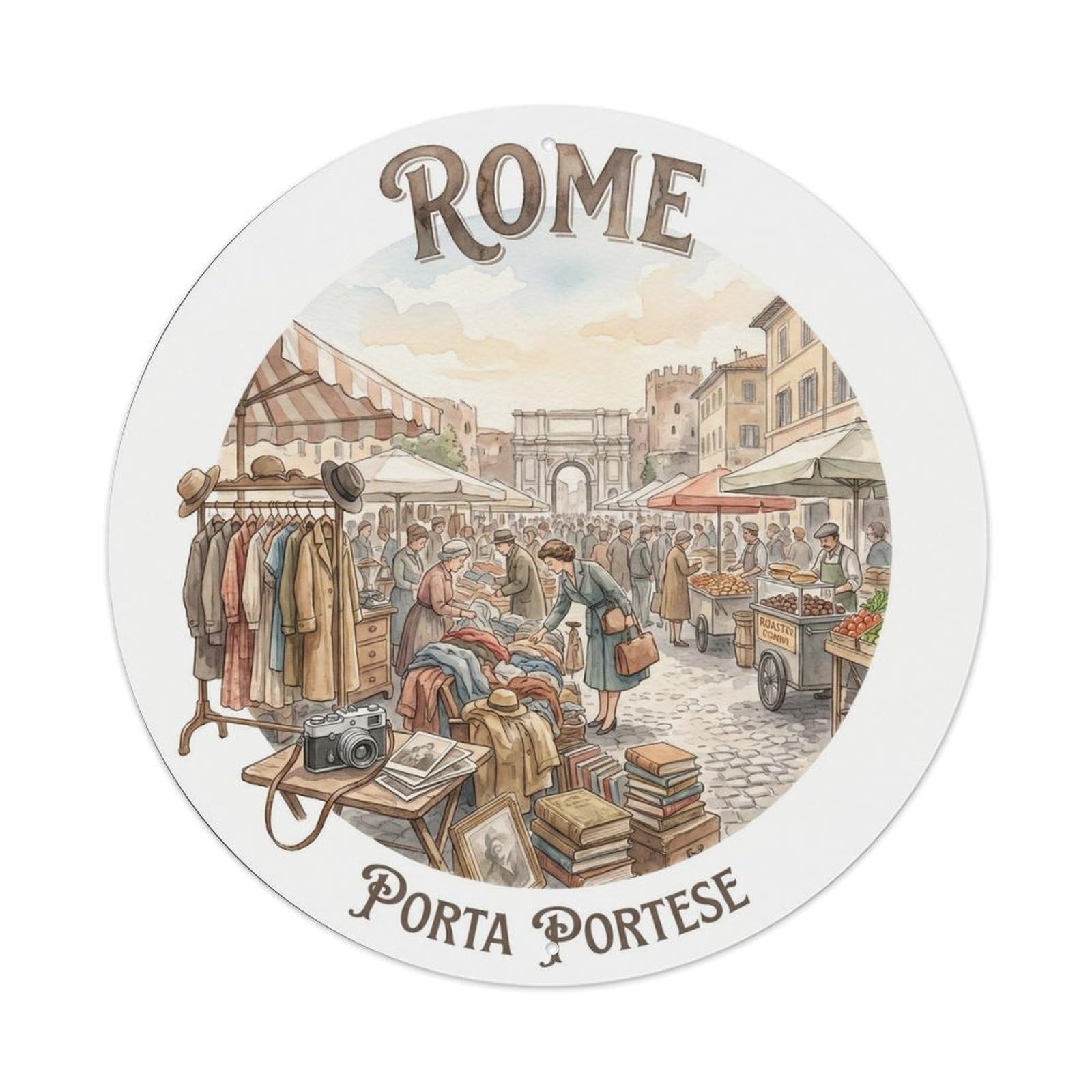 Classic Rome Italy Porta Portese Heritage Travel Metal Tin Sign