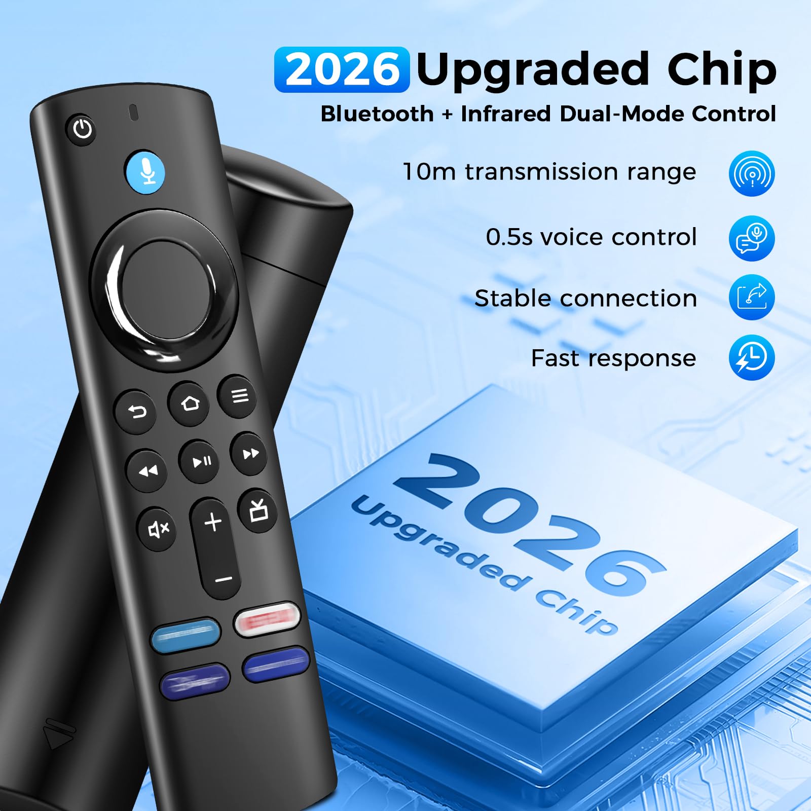 Télécommande Vocale de Remplacement 3e Génération Compatible avec Fire TV Stick 2/3 Gen 4K 4K Max Lite HD Fire TV Cube 2nd 3rd Gen Bluetooth 4 Touches Raccourcis