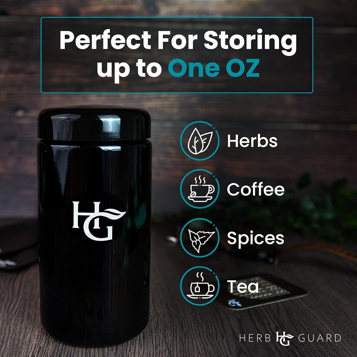 1 : Herb Guard - 1 Oz Airtight Container & Smell Proof Stash Jar (500 ml) Bonus