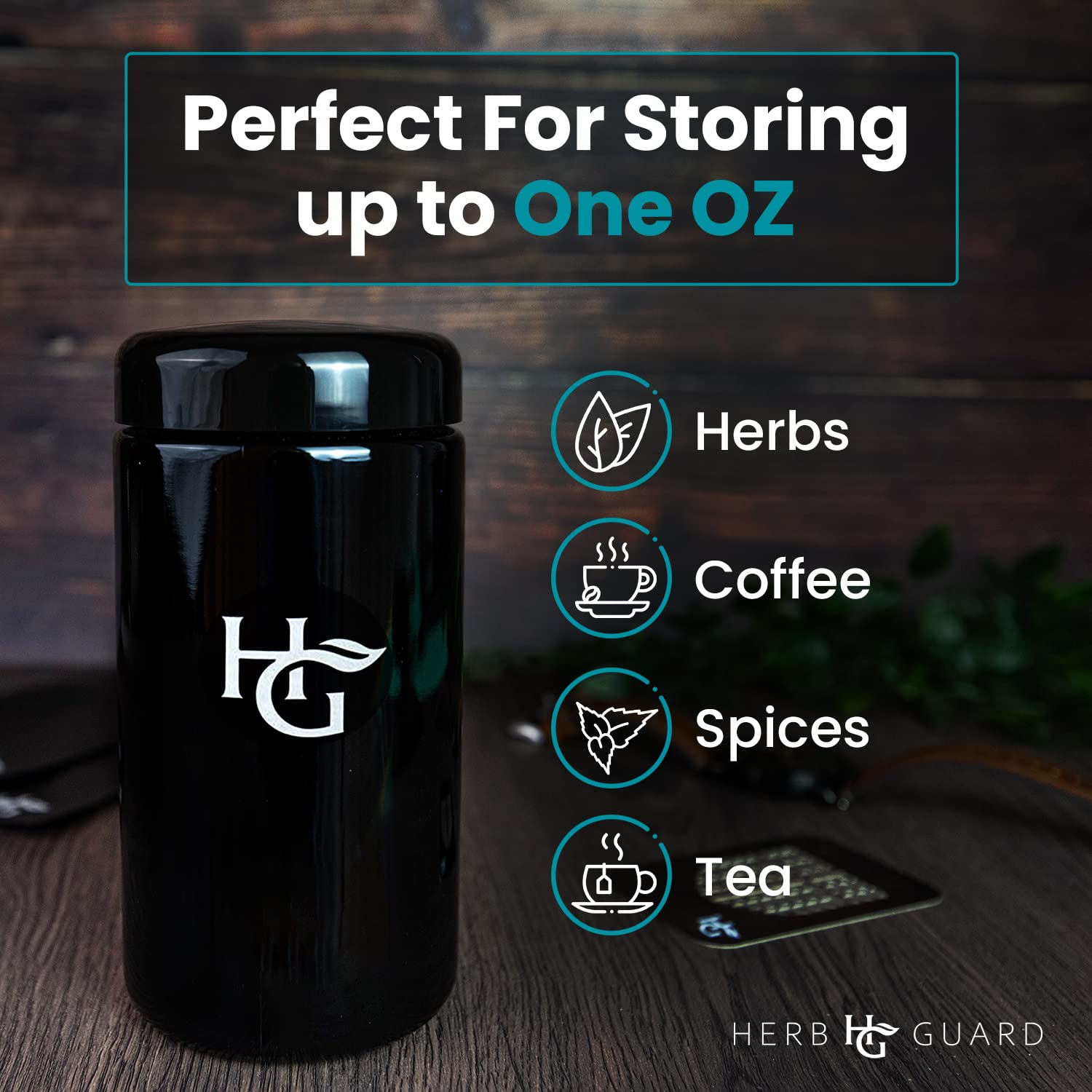 1 : Herb Guard - 1 Oz Airtight Container & Smell Proof Stash Jar (500 ml) Bonus
