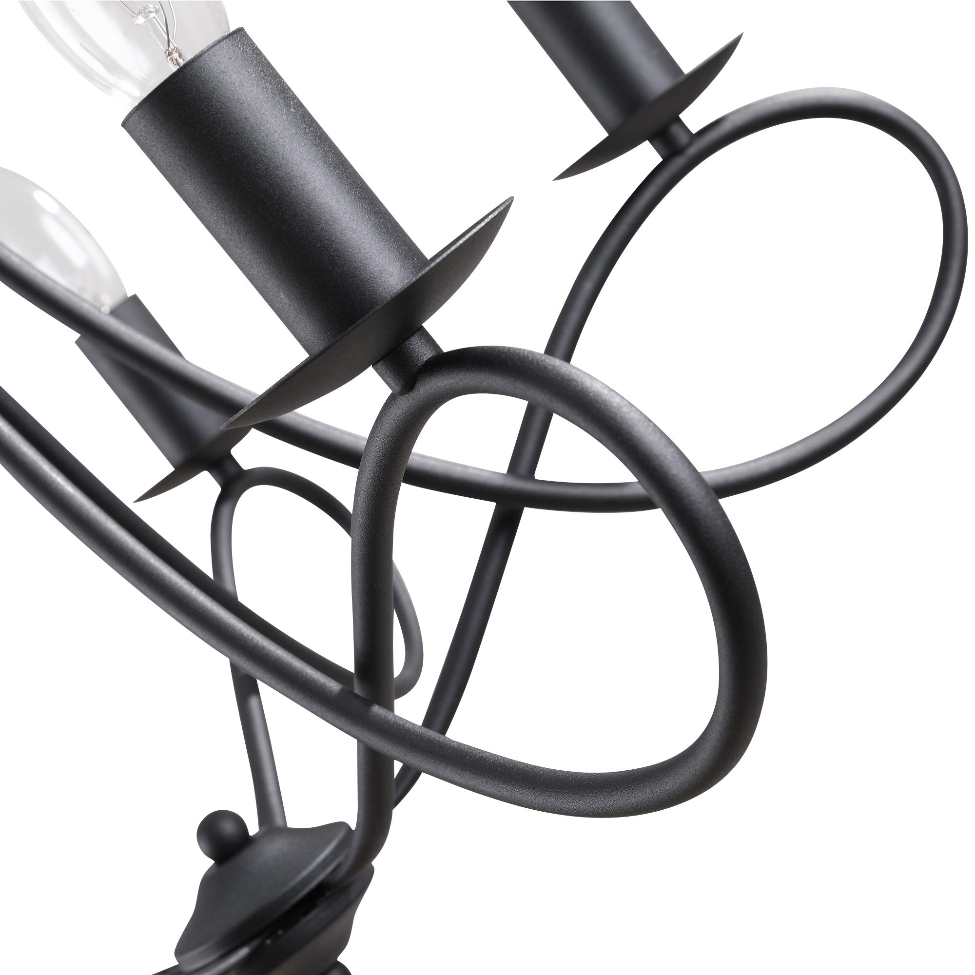 HOMCOM Lampadario a Soffitto Stile Rustico, Acciaio Intrecciato Nero con 5 Candelieri Regolabili e Pieghevoli Ф58 x 45cm