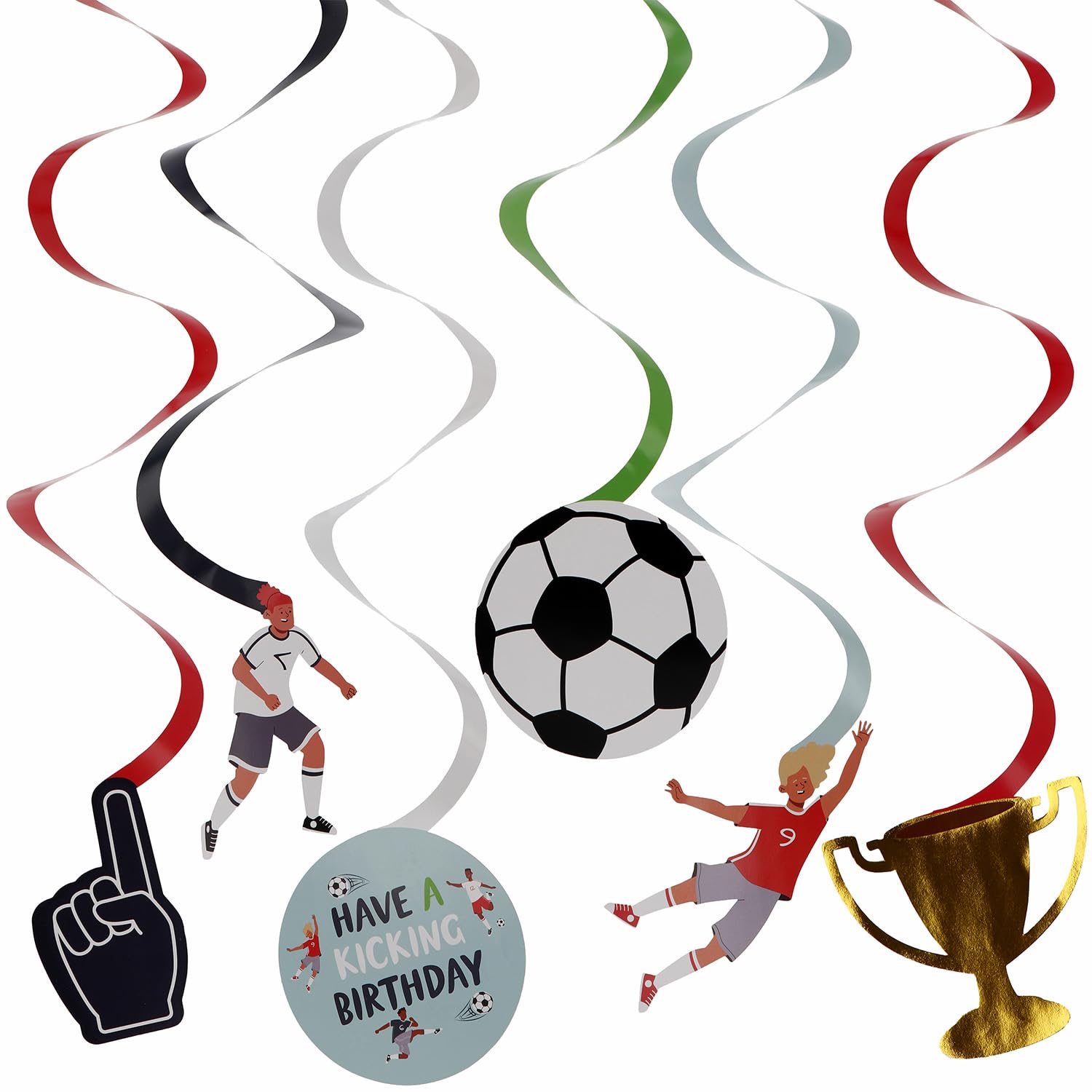 Folat 27572 Football Blue Green Hanging Decoration - Fantastic Football - Pack of 6 - Football Birthday Decoration for Children Boys and Girls Party Decoration