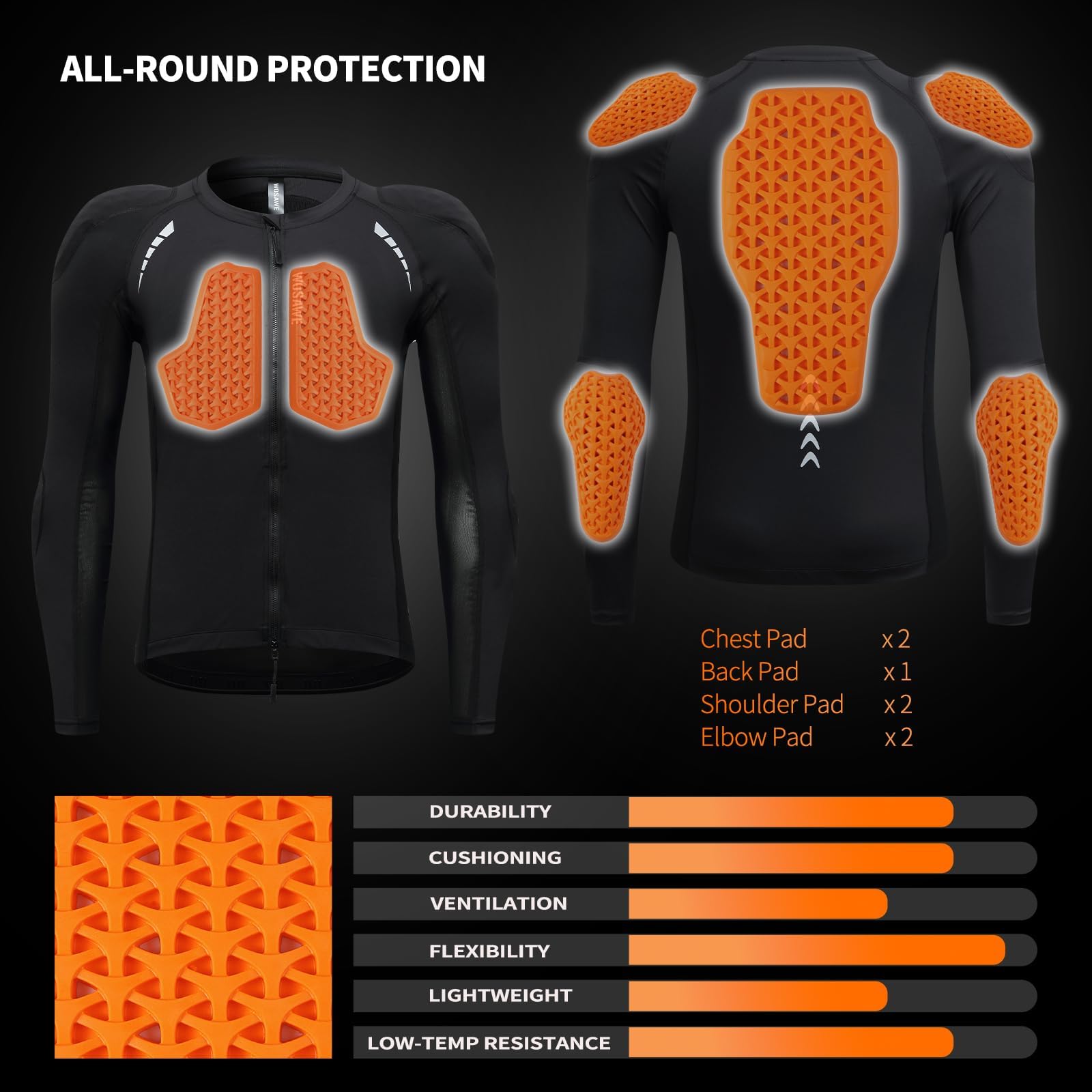 Giacca moto uomo corazzata, camicia protettiva moto 7 protezioni rimovibili cerniera YKK doppio cursore mesh traspirante leggero riflettente, top biker running palestra sicurezza