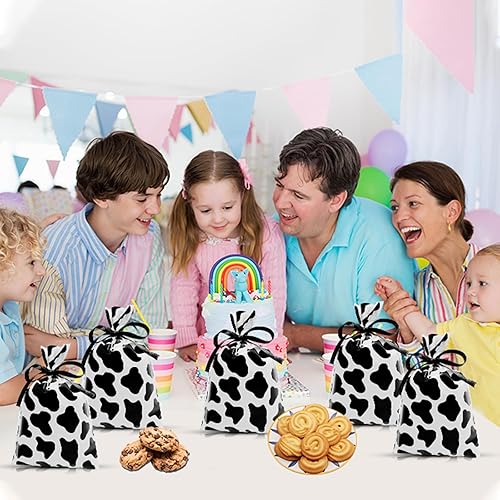 Miniatura 7 de CONEHOY 102 bolsas de plástico con estampado de vaca, bolsas de regalo para fiestas temáticas de vaca, bonitas bolsas de almacenamiento de dulces