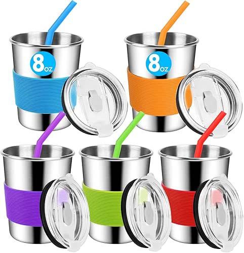 9 Unmissable Baby Starting Solids Essentials: Empower Your Weaning Journey Today! 28 Yummy Sam 8oz Kids Stainless Steel Cups with Silicone Straws