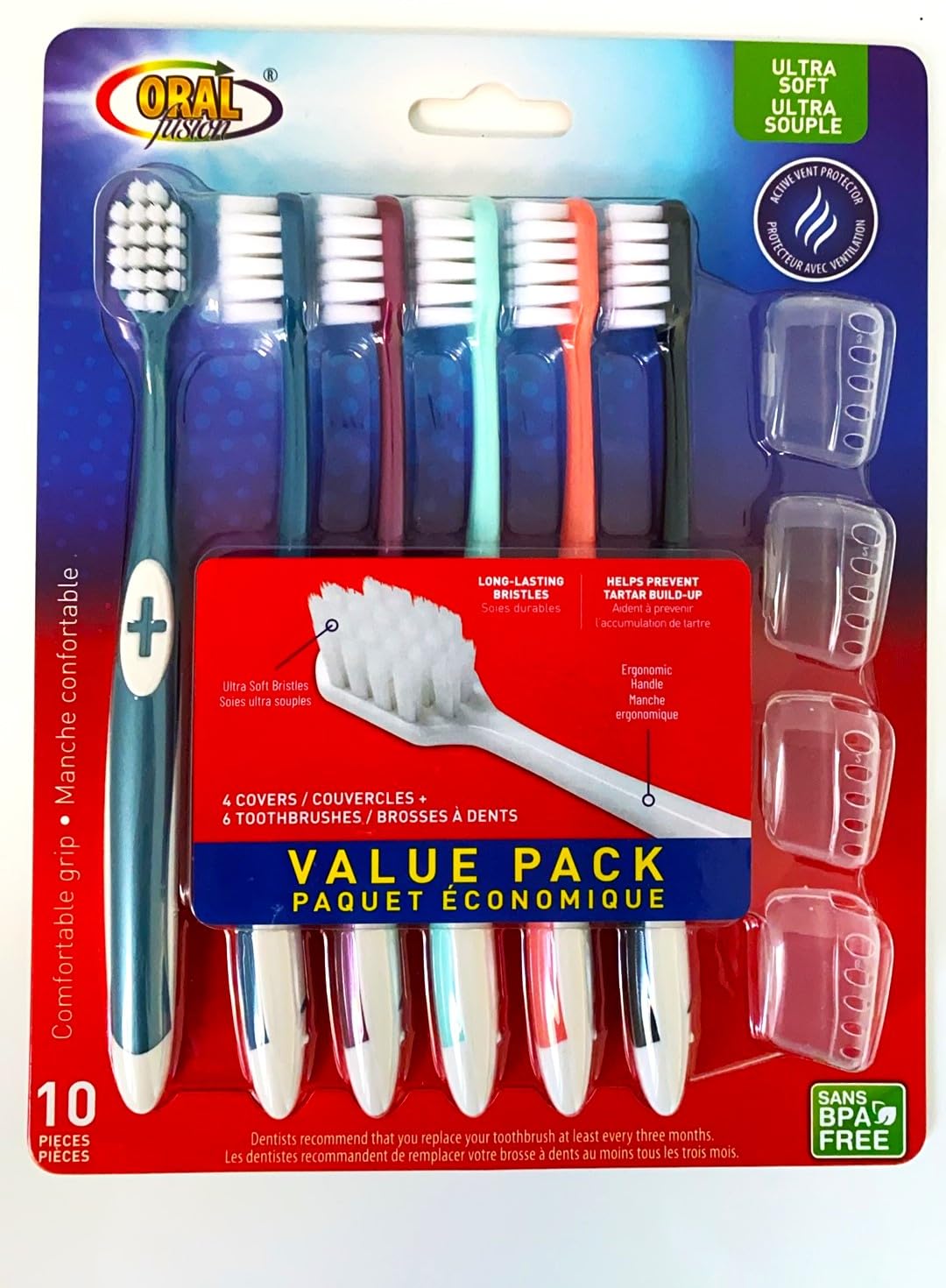 Ultra Soft Toothbrushes Value Pack 6 Brushes 4 Covers