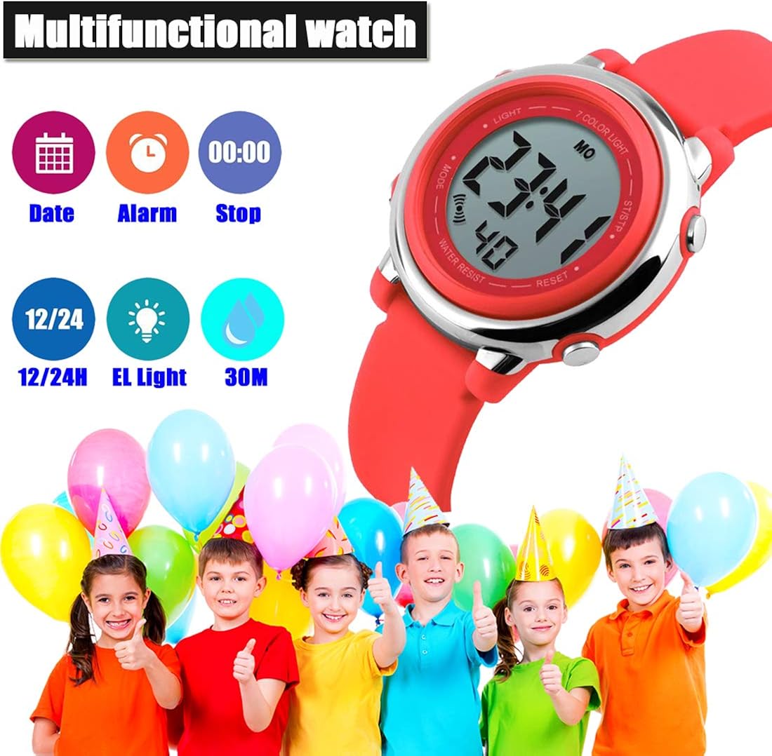 Kid Watch Multi Function 50M Waterproof Sport LED Alarm Stopwatch Digital Child Wristwatch for Boy Girl