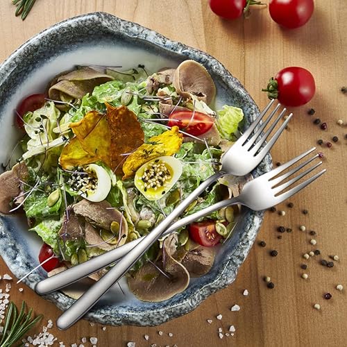 Miniatura 6 de Juego de tenedores de acero inoxidable para cubiertos modernos de 8 pulgadas, cubiertos de acero inoxidable de grado alimenticio, pulido con espejo