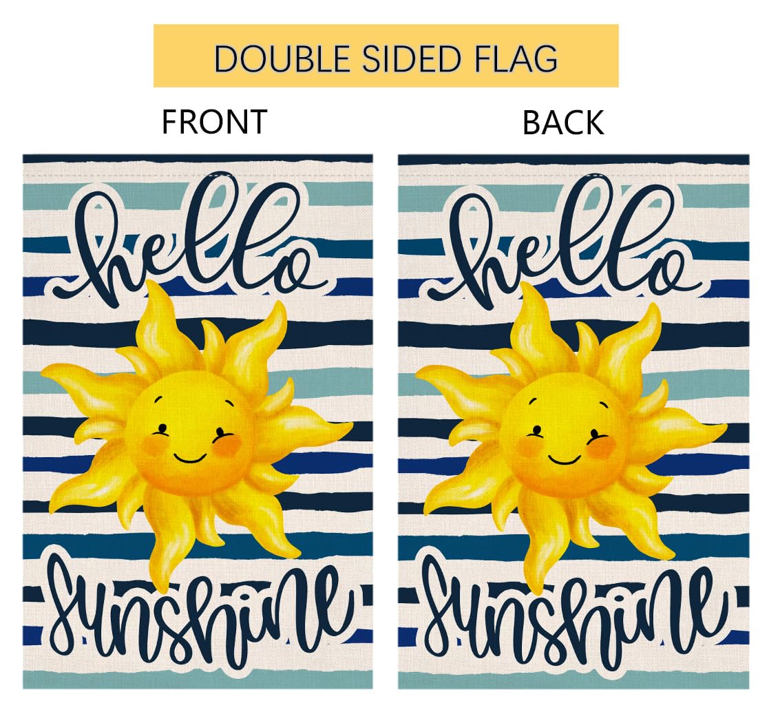 Hello Sunshine Gartenflagge – Doppelseitig & Wetterfest – Jute-Dekoration Für Terrasse & Vorgarten