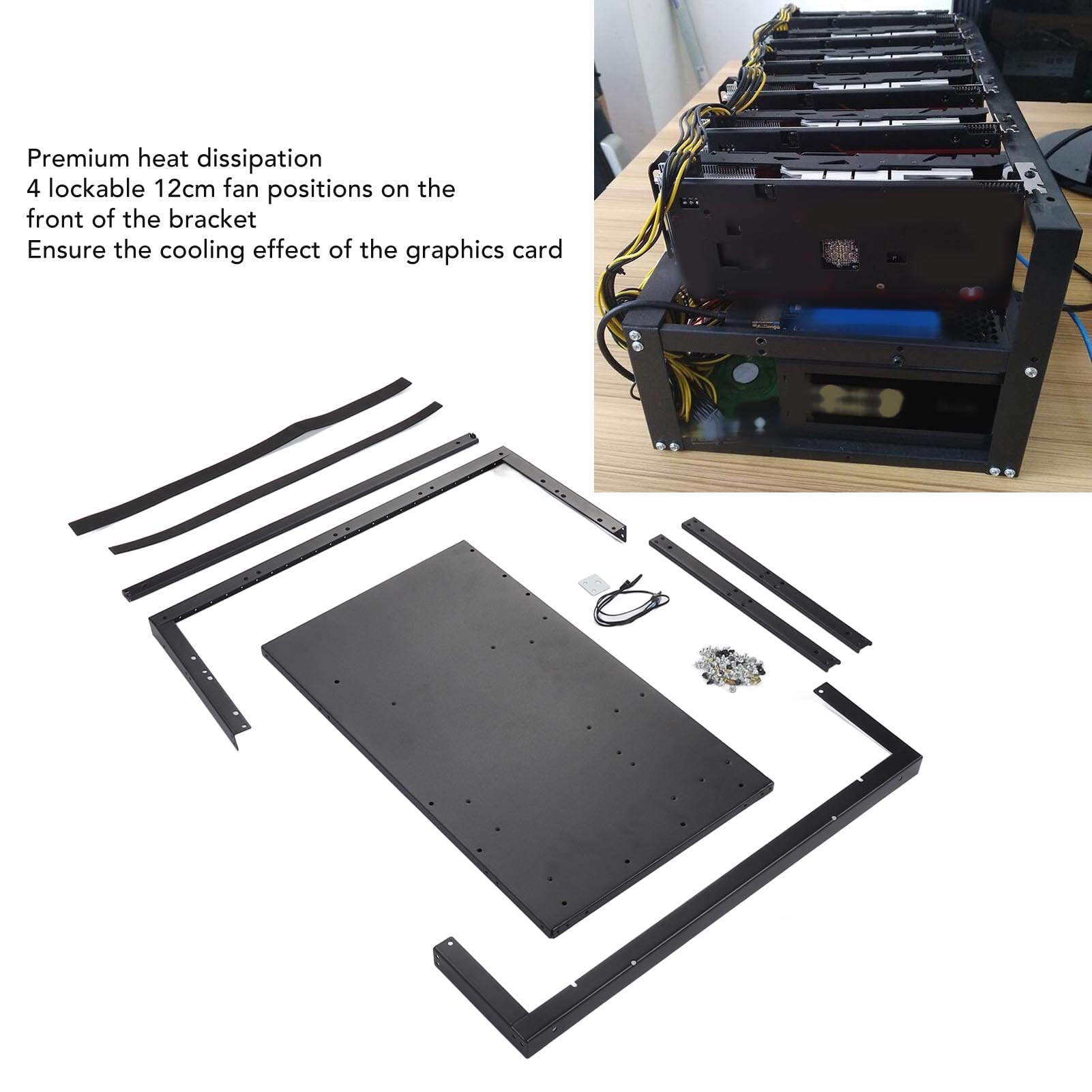 Luocute DIY Otwarta Ramka PC, Obsługa Karty Graficznej od 6 do 8 GPU DIY Podwozie Komputerowe dla Płyty Głównej ATX MATX, Komputer Obsługuje płytę główną ITX Doskonałe Chłodzenie