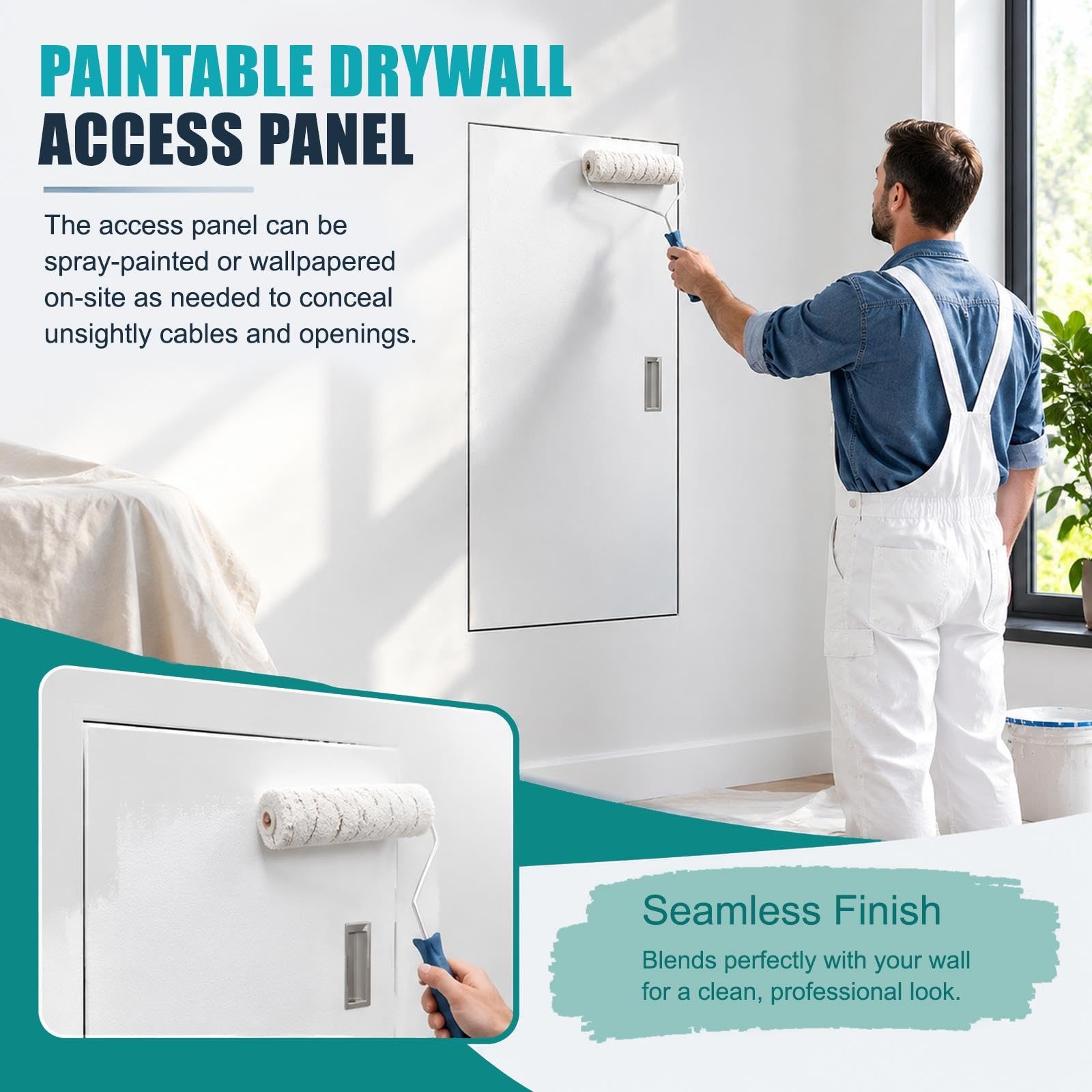 Panel de acceso de paneles de yeso ocultos con marco de aleación de aluminio para una fácil inspección y mantenimiento, ideal para uso residencial y comercial, diseño aislante del sonido, para paredes