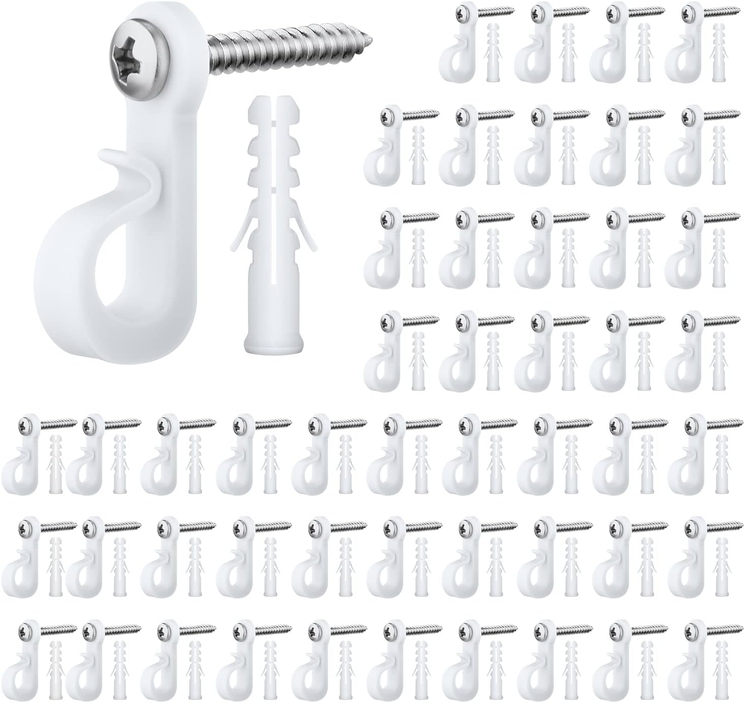 AIEX 50pcs Screw Hooks for Outdoor String Lights, Heavy Duty Christmas