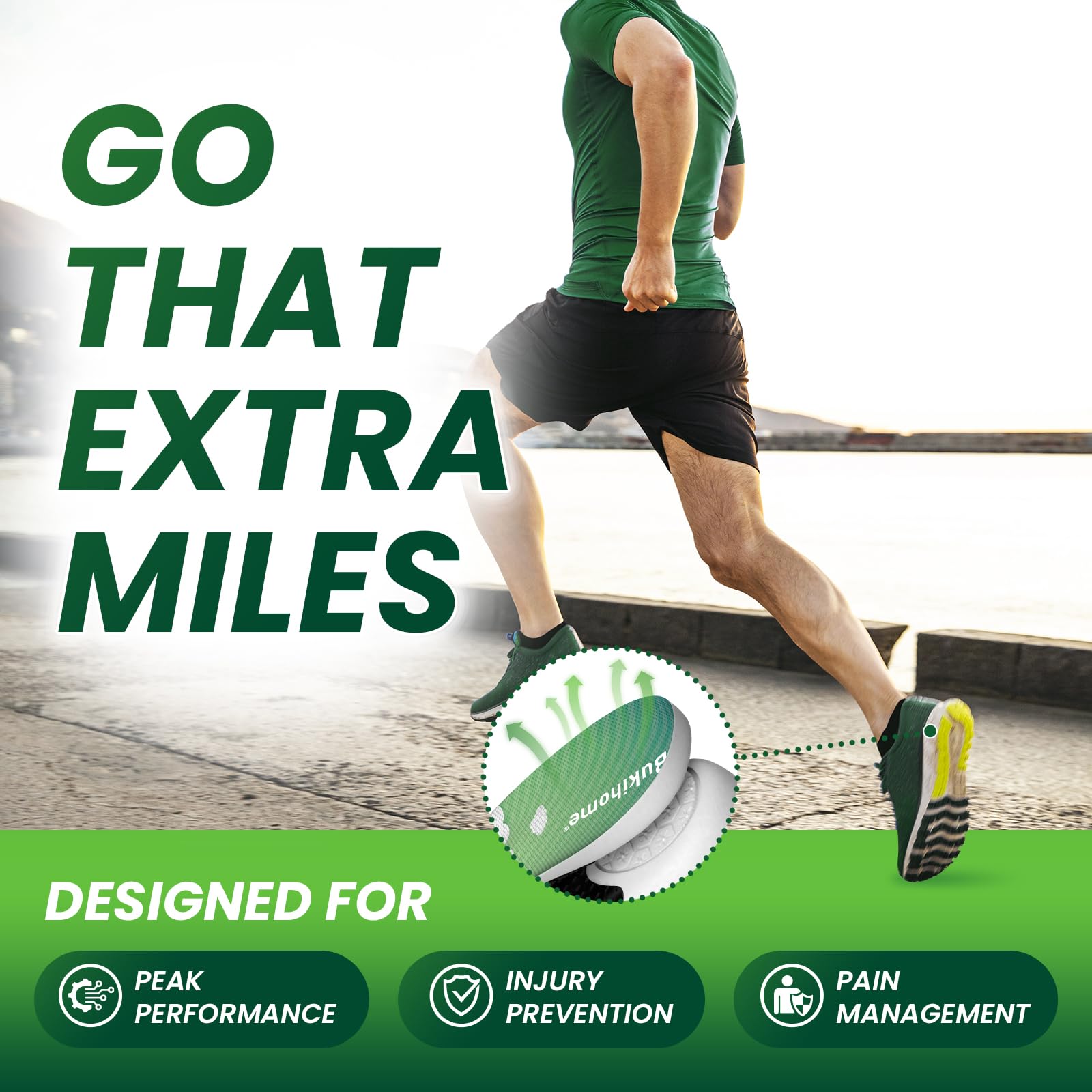Bukihome Plantillas deportivas profesionales para correr y baloncesto, plantillas ligeras con absorción de impactos, retorno de energía y soporte de arco, plantillas para mejorar el rendimiento para