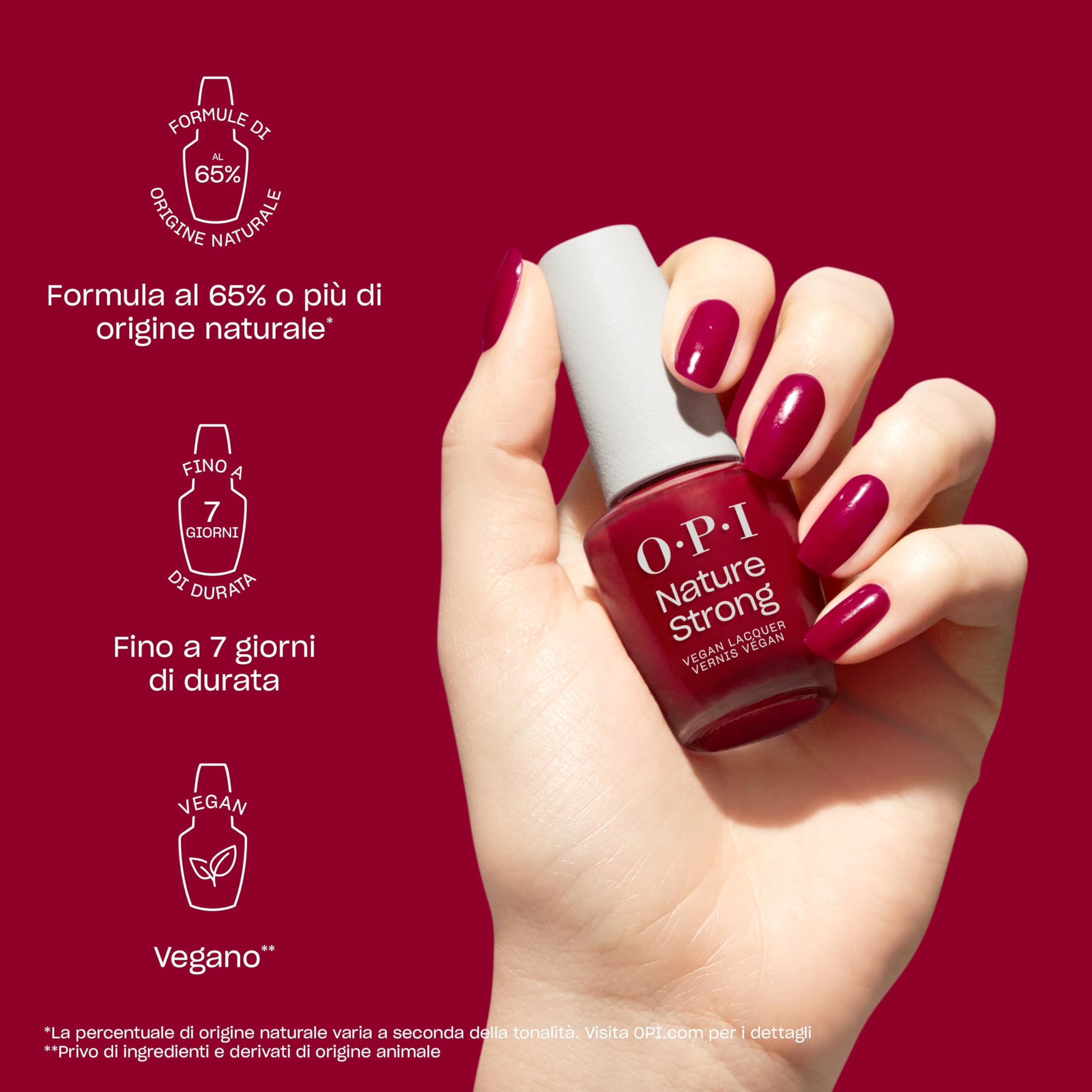 OPI Nature Strong | Smalto per Unghie di Origine Naturale Vegano| Smalto Rosso, 15ml