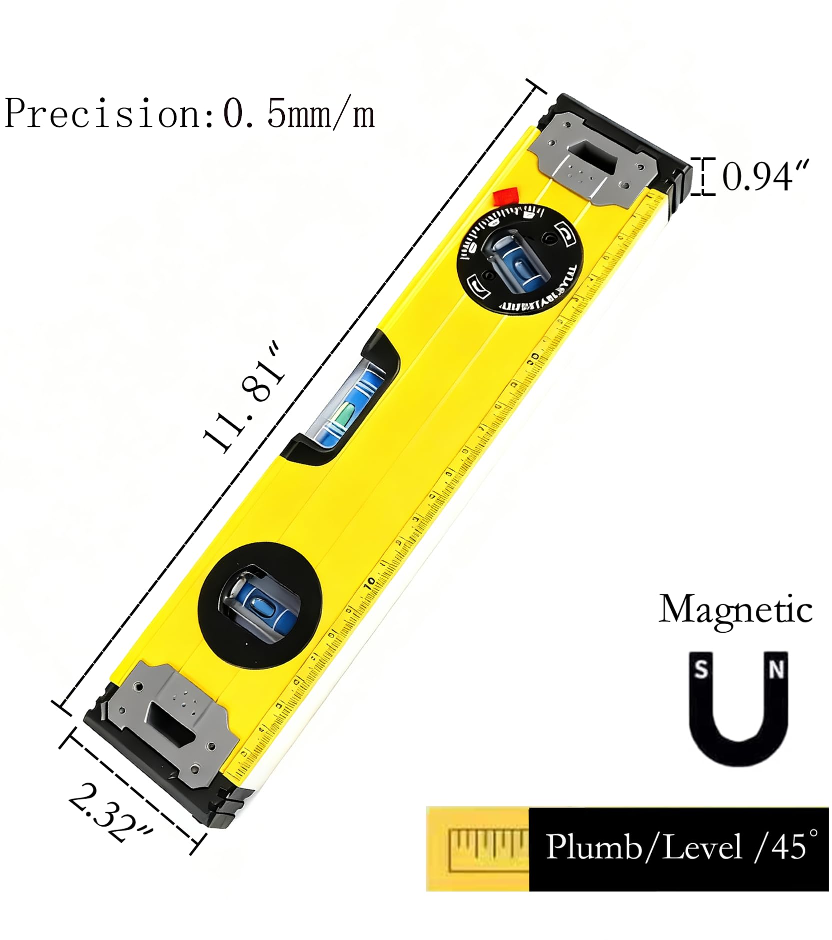 Magnetic Bubble Level - 3 Line, Aluminum Alloy -2 Magnetic Bubble Level - 3 Line, Aluminum Alloy -2