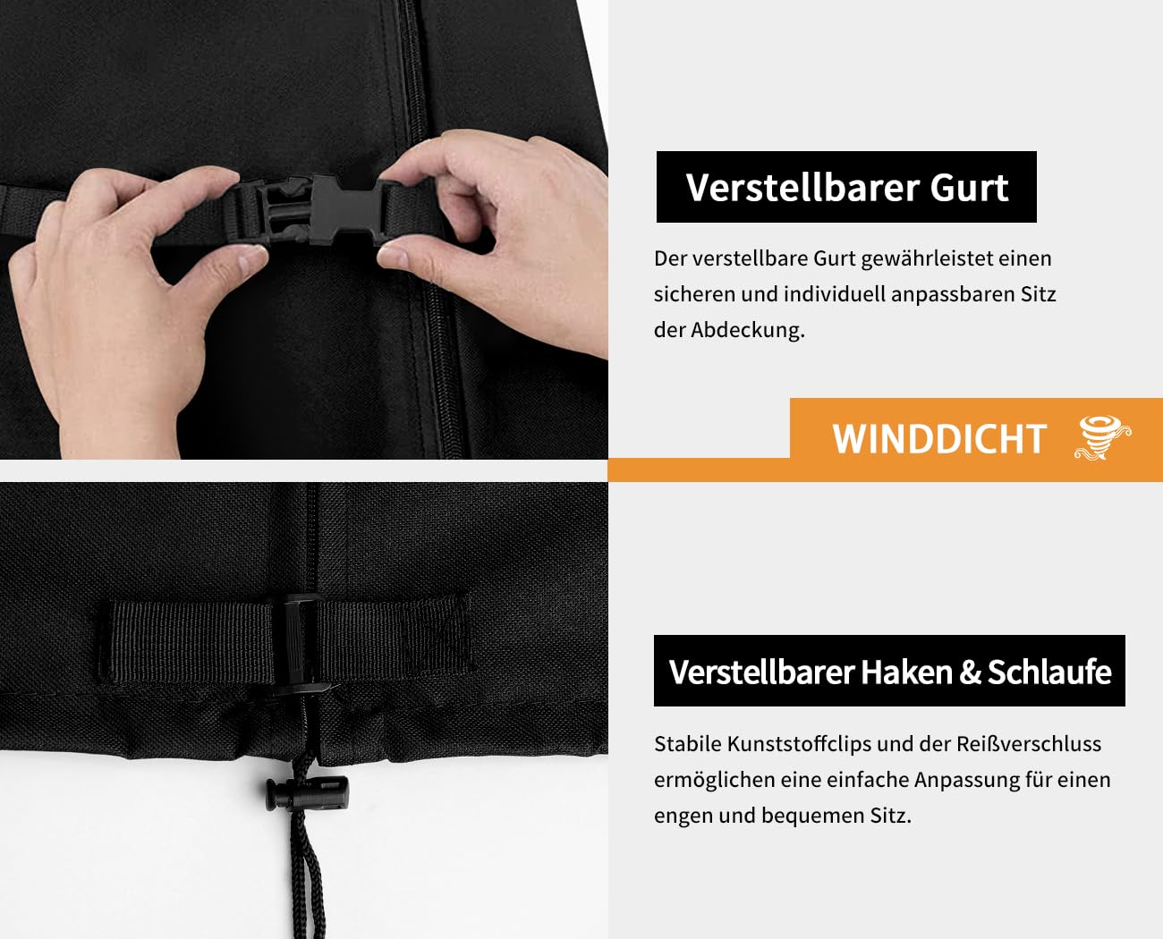 Dokon Ampelschirm Schutzhülle Wasserdicht Hülle für Ampelschirme bis 400cm Ø, Winterfest UV-Beständig Sonnenschirm Abdeckung mit Stab, Abdeckhauben für Gartenschirm, Marktschirm (240x57/57cm) - 5