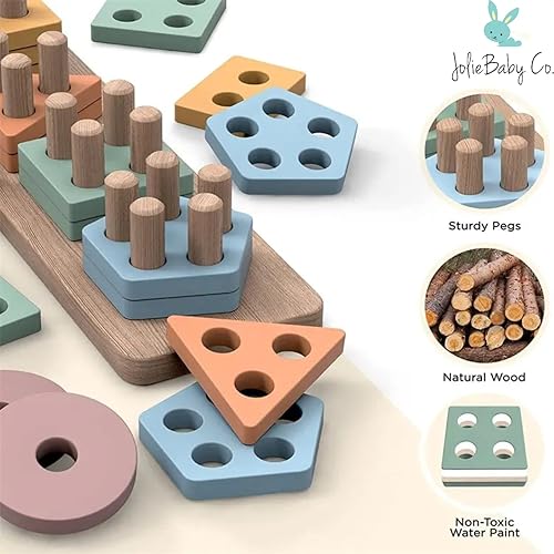 Miniatura 4 de Jolie Baby Co. Montessori Juguetes para niños mayores de 18 meses  Juguetes de clasificación y apilamiento de madera para bebés niños y niñas