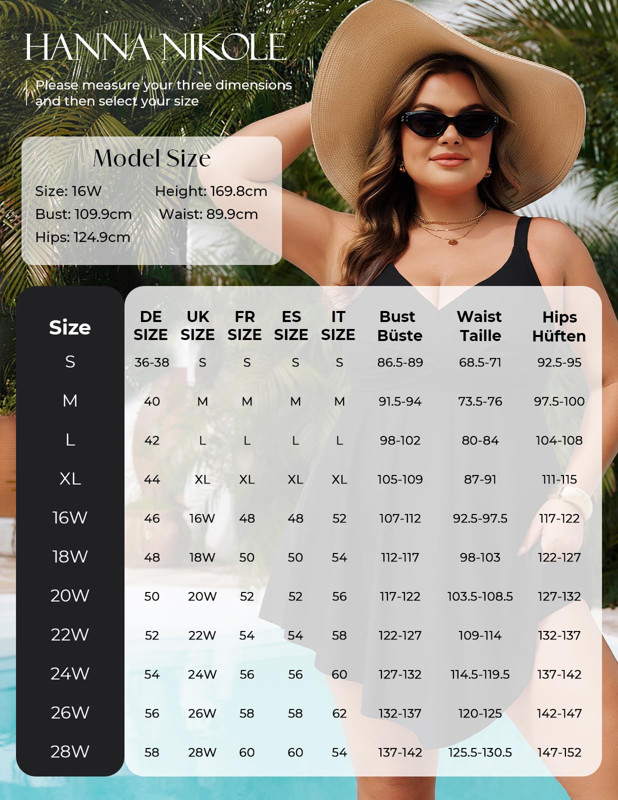Hanna Nikole Maillot de bain pour femme - Grande taille - Effet ventre plat - Maillot de bain push-up - Une pièce - Robe de plage croisée - Avec short de bain - Maillot de bain doux et réglable - Mode