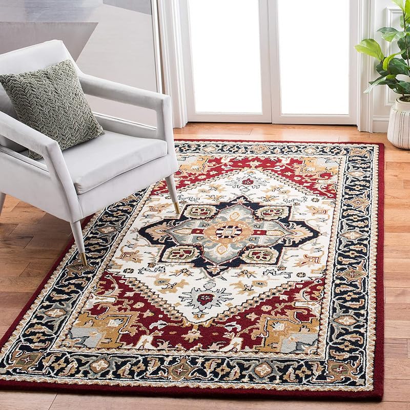 Image of Embossed Handmade GH Wool Thick Geometrical Carpet is a Stylish and Practical Addition to Any Living Room 4X6