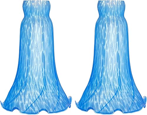 Lily - Pantalla de cristal de tulipán azul marino, 2 unidades, repuesto para lámpara de mesa, estilo Tiffany, pantalla de piso