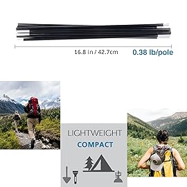 BRILLIANCE4U Aluminum Tent Pole 9ft, Tent Poles Replacement, Fits Female and Male Ends Tent, Lightweight Tent Pole Repair Kit, 7001 Aluminum Alloy Tent Rod, Outer Diameter 5/16 7.9mm, 2 Pole Pack