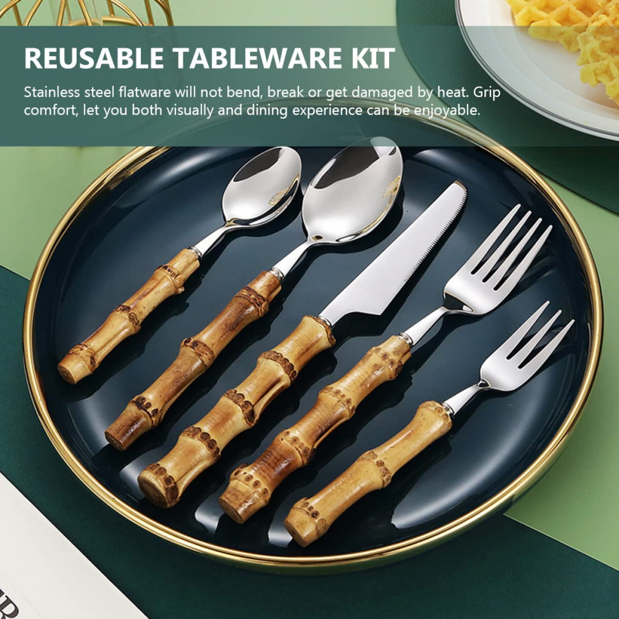 Amosfun 3 Set Set di posate in gadget ciotole da tavola cutlery set kit taglierino cucchiaio posate per cibo occidentale Acciaio inossidabile