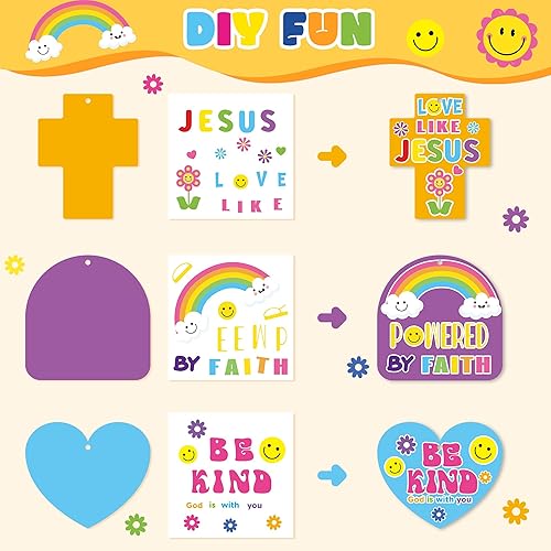 Miniatura 3 de Juego de 24 manualidades religiosas cristianas de Jesús para niños, kit de manualidades de escuela dominical a granel Jesús te amo tú mismo, adorno