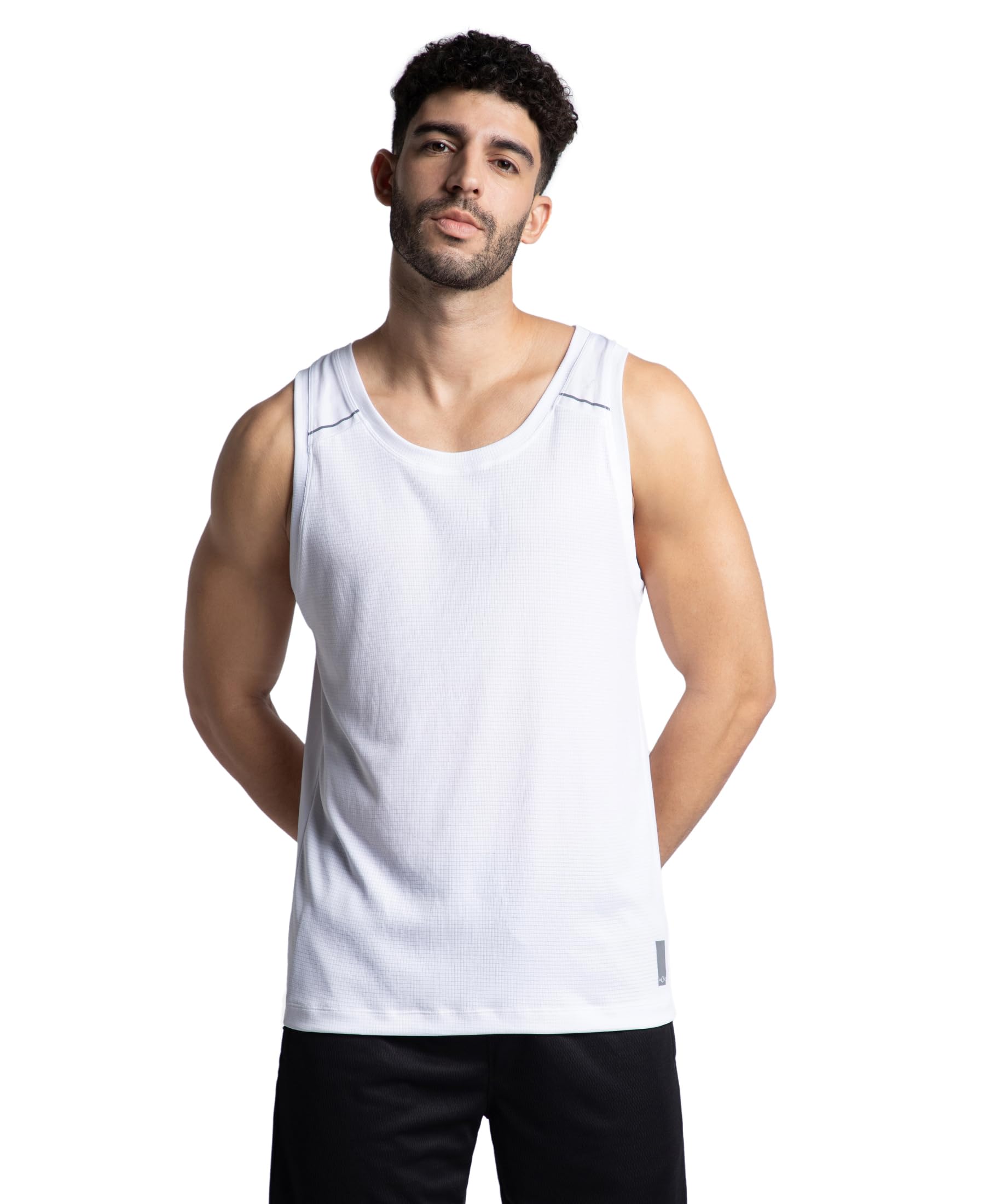 MV57 Men's Lightweight Microfiber Solid Active Wear Tank Top with Breathable Mesh