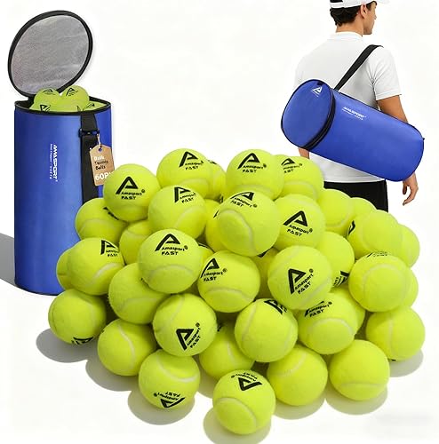LITIAN Pelotas de tenis a granel con bolsa de tolva, paquete de 60 pelotas de tenis de práctica sin presión, de alta elasticidad, perfectas para