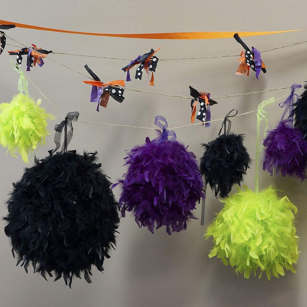Zucker 18 inch Fluffy Feather Hanging Pom Pom - Hanging Decor for Party, Wedding, Baby Shower or Home Decor (Black)