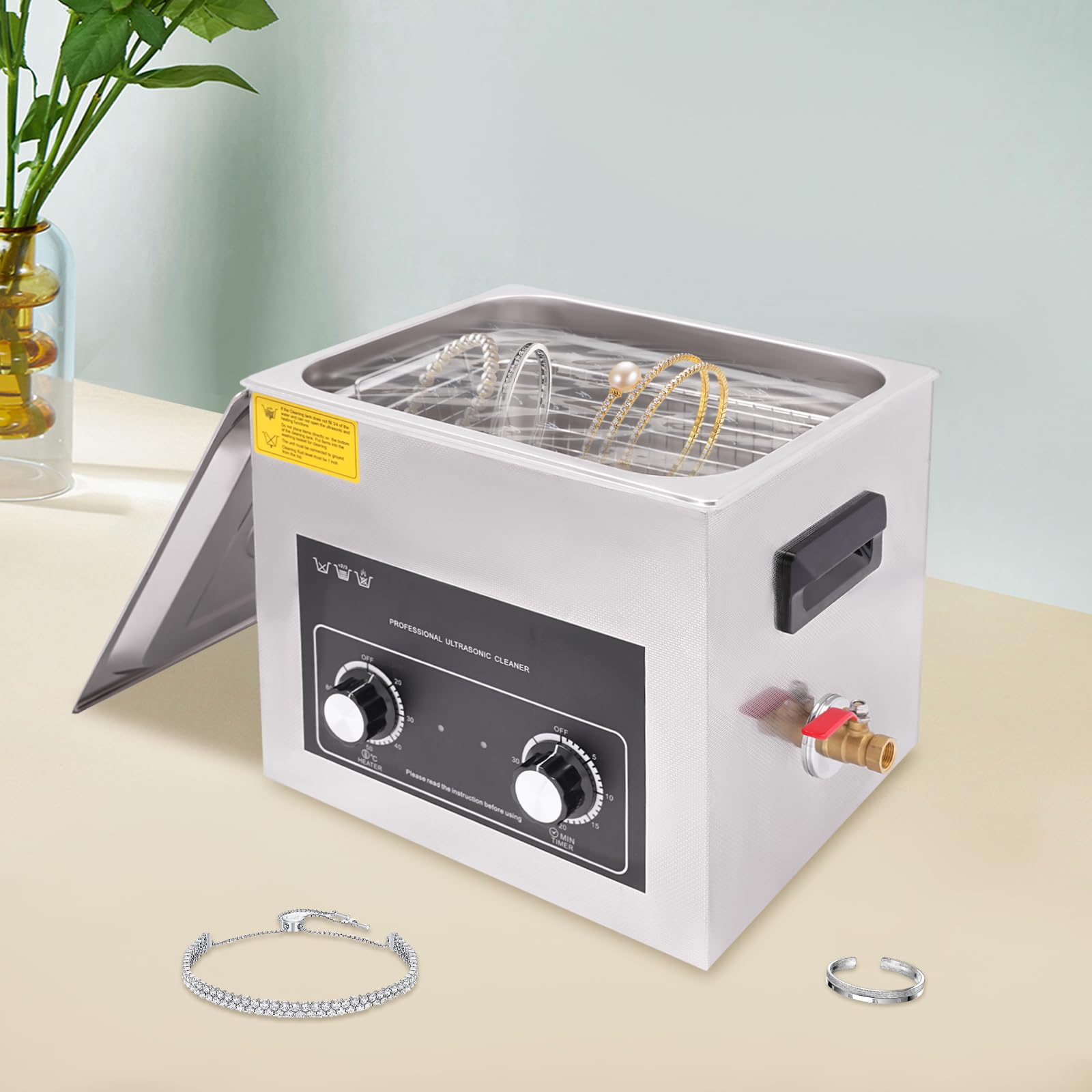 Máquina de limpieza ultrasónica, máquina limpiadora ultrasónica - Tanque de baño digital industrial con calentador y temporizador para joyería, gafas, instrumental dental, equipo médico, ace