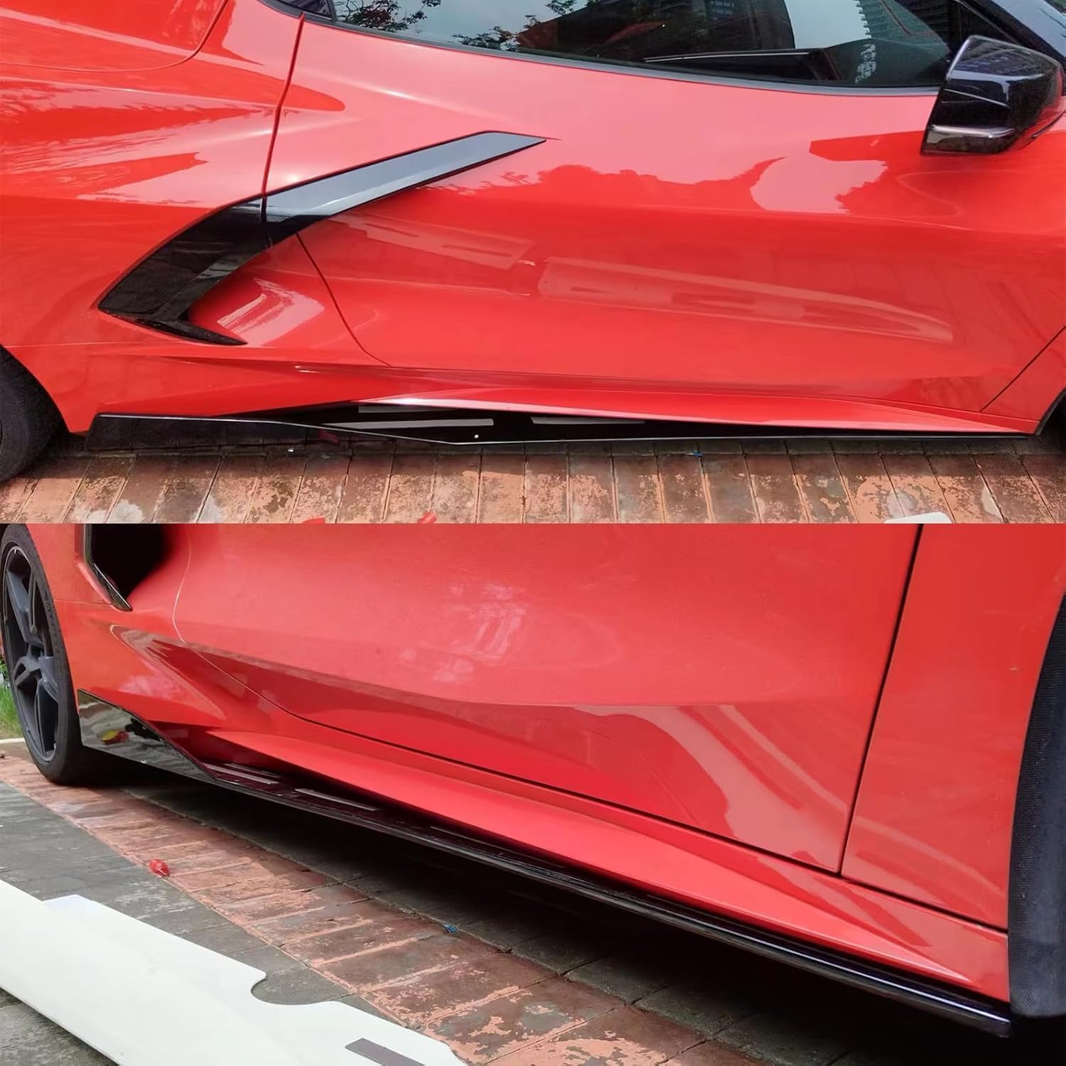 Side Skirts Rocker Panels Extension Pair Fit for 2020-2025 Chevrolet Chevy Corvette C8 Z51 stingry Z06 Style ABS Plastic Gloss Black 2pcs Exterior Accessories Air Chin Body Kit
