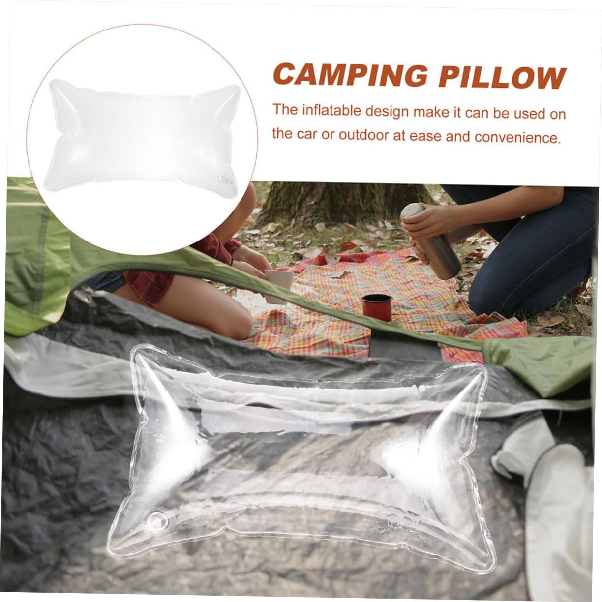 Didiseaon Coussin de Camping Gonflable Transparent Oreiller Portable Respirant et Résistant à Eau Insert Oreiller Extérieur Léger pour Randonnée Voyage et Maison