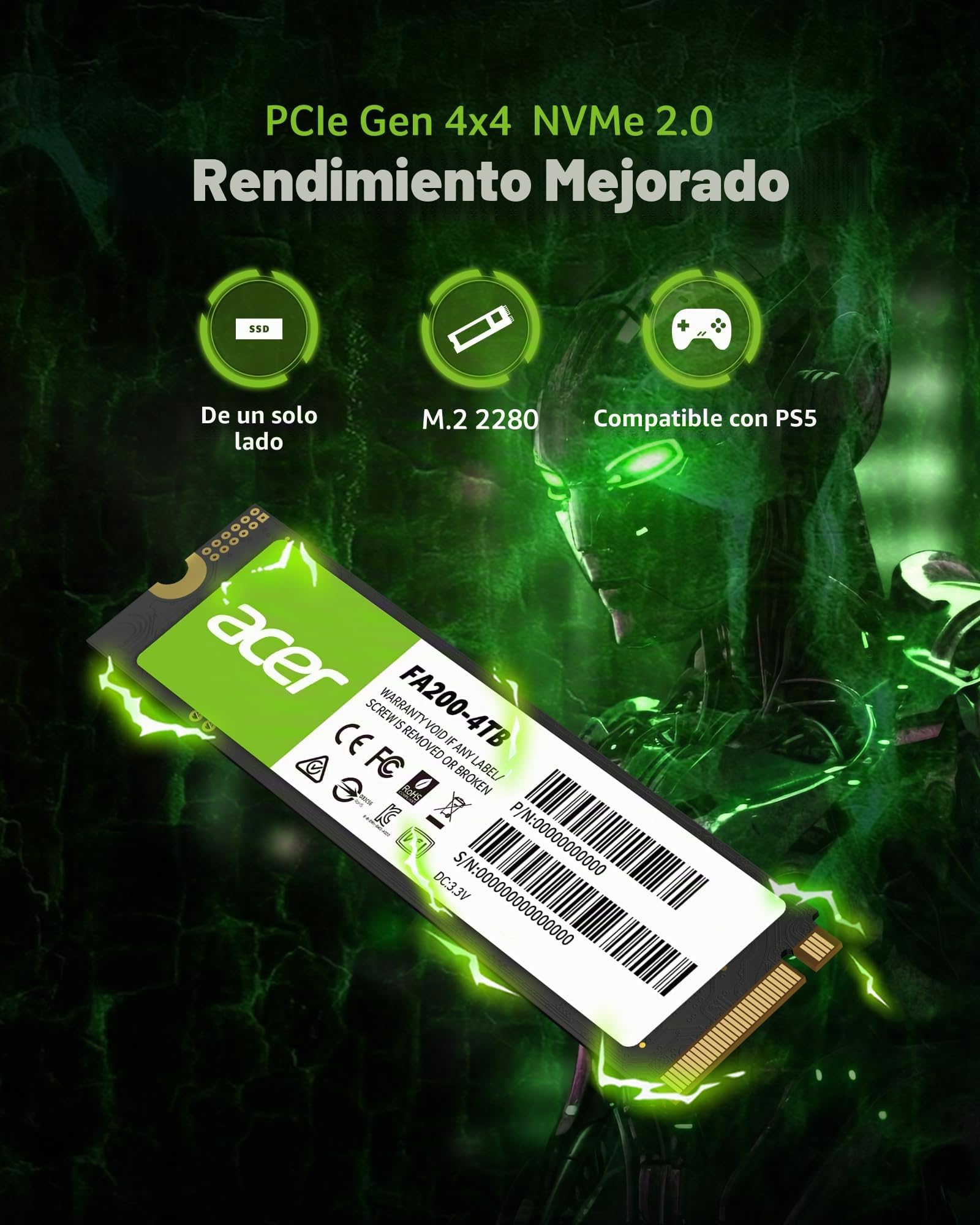 Amazon.com: Acer FA200 NVMe Gen4 SSD 4TB, PCIe 4.0, M.2 2280