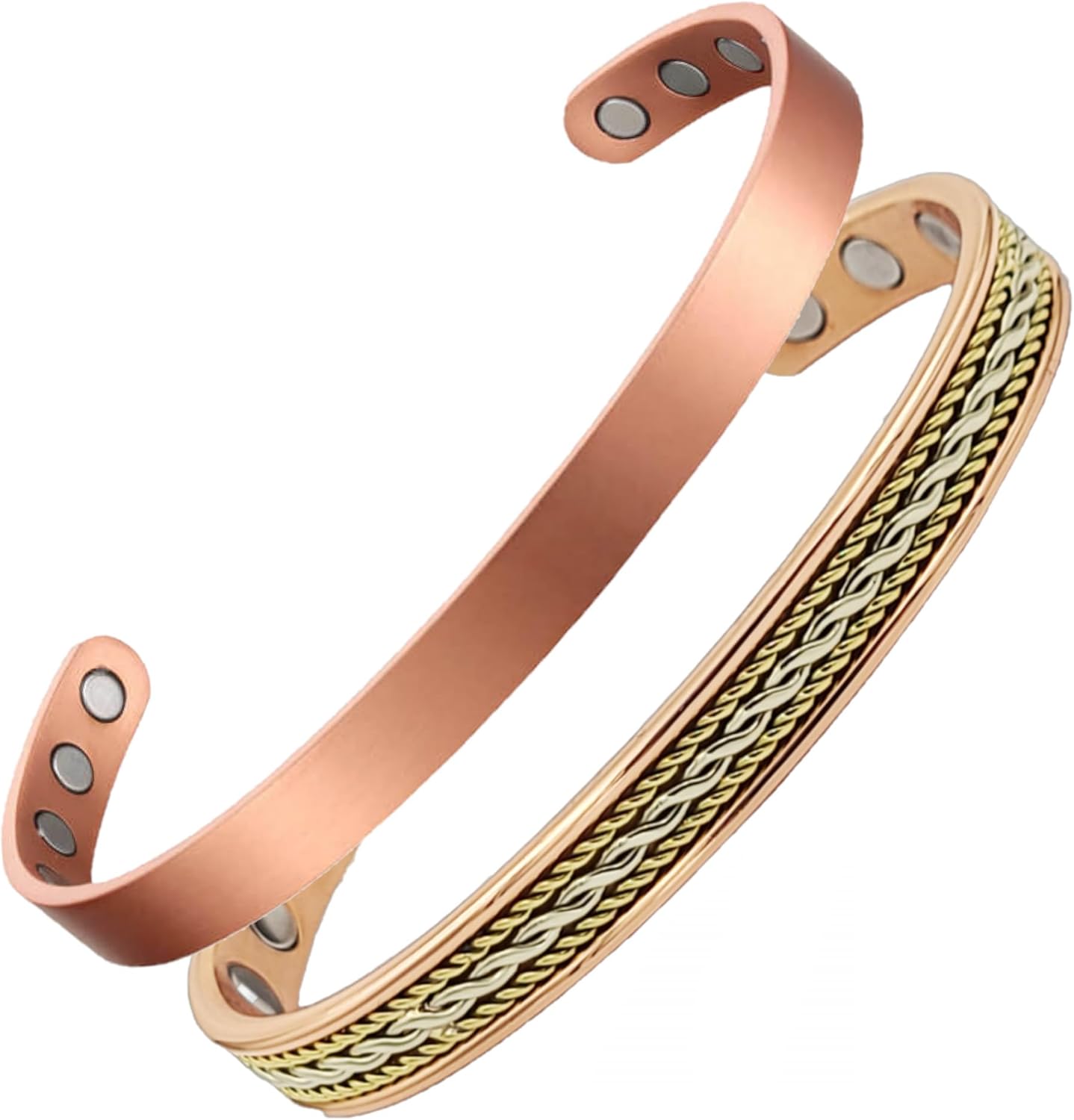 Earth Therapy Elegant Design Magnetic Field Copper Bracelets with Ultra Strength Magnets - Unisex - Adjustable