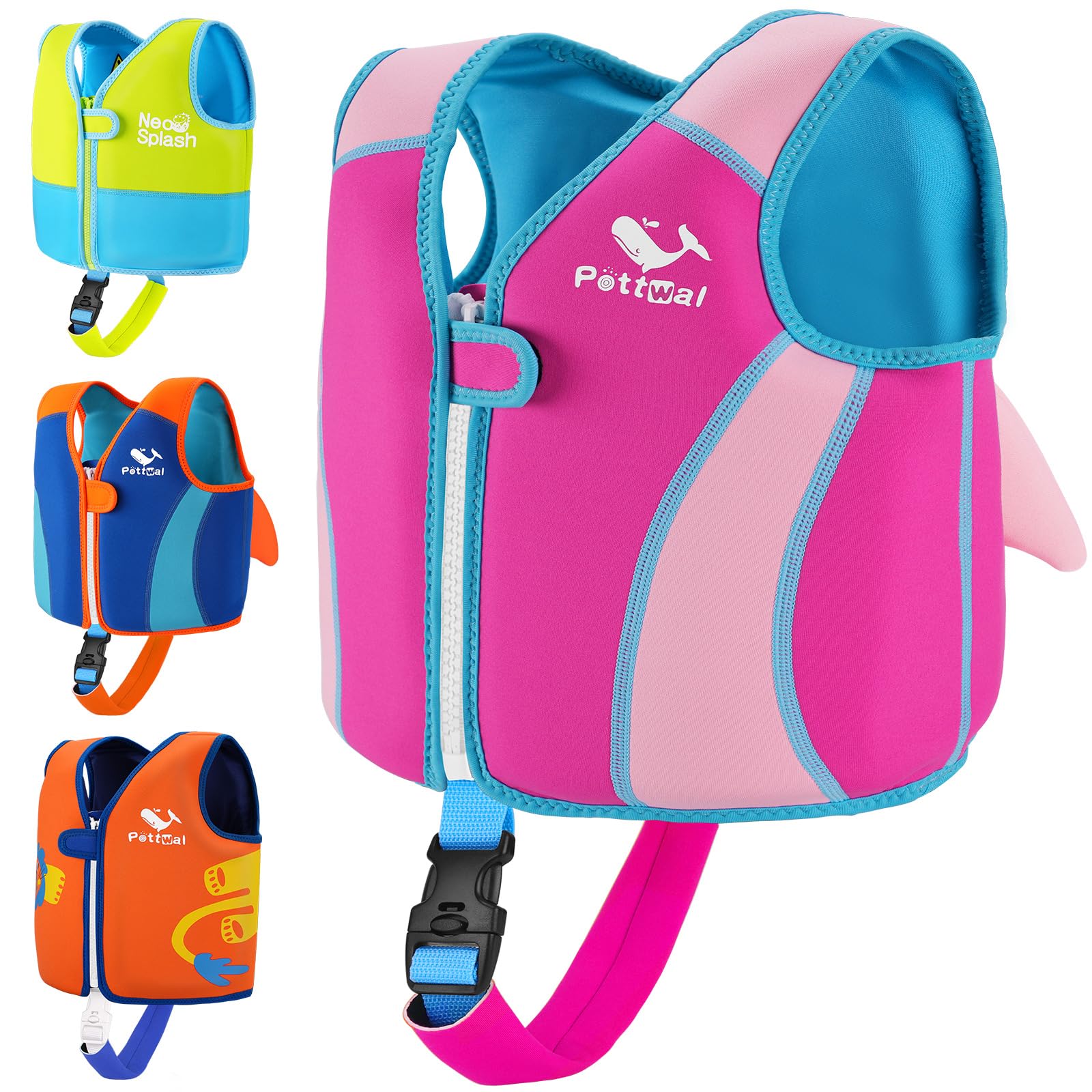 Pottwal - Chaleco de natación de neopreno para niños, traje de baño flotante ajustable, apto para niños de 1 a 9 años, diferentes tamaños