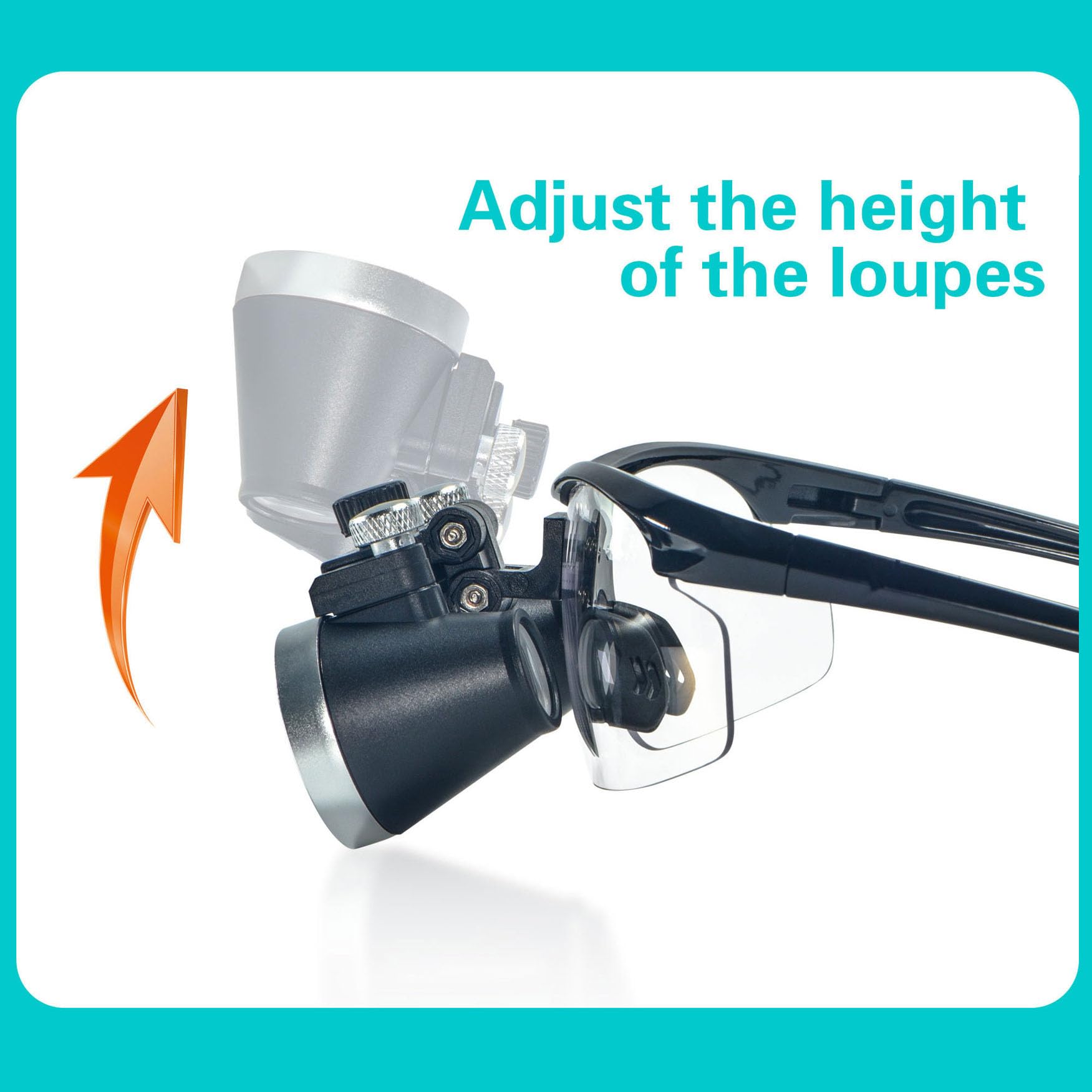 LED-Binokular-Zahnlupen, Am Kopf Montiertes Orale Gerät Mit Abnehmbarem Scheinwerfer, Höhenverstellbar, 51–68 Mm. Passen Sie Den Augenabstand Und Den Arbeitsabstand 320–420 Mm Für Den Zahnarzt An